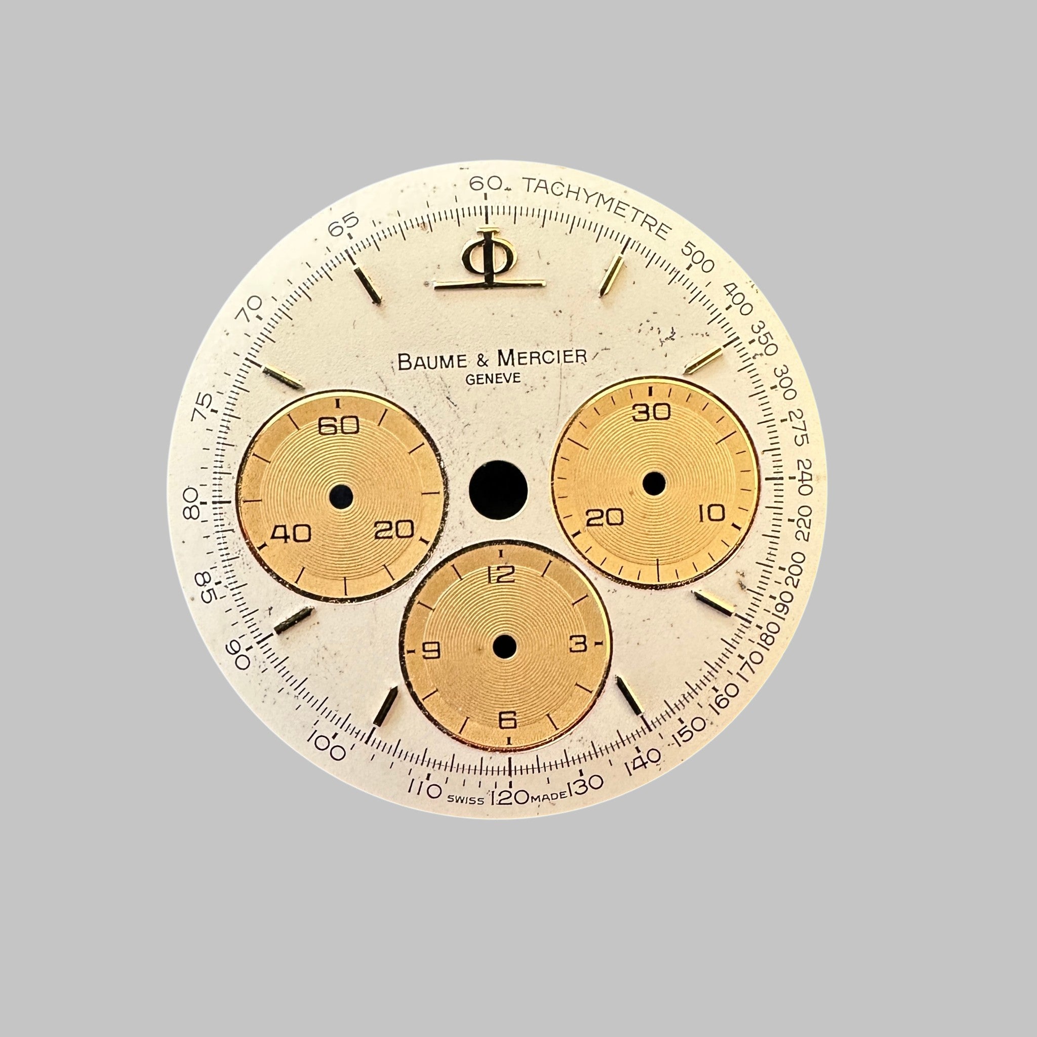 Genuine original vintage dial from Baume et Mercier - side view
