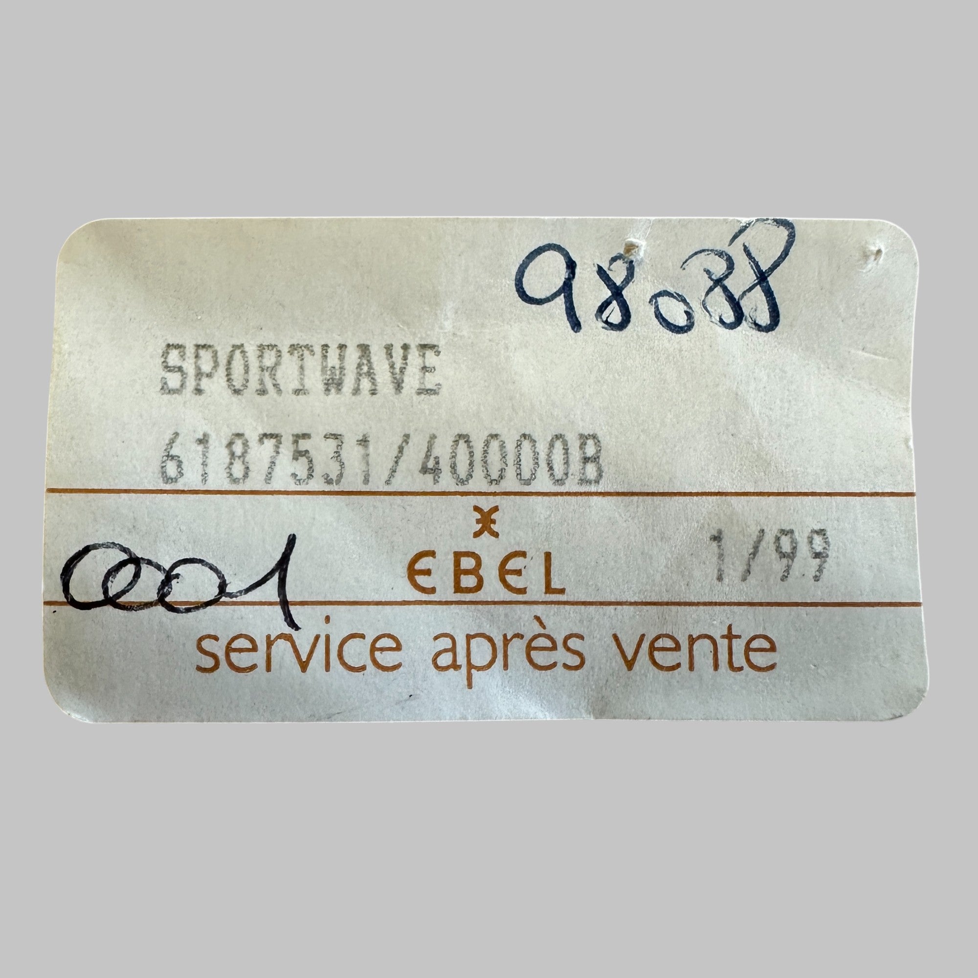 Back of Genuine original vintage bezel from EBEL for caliber QUARTZ of the model 6187531 / 40000B of line SPORTWAVE