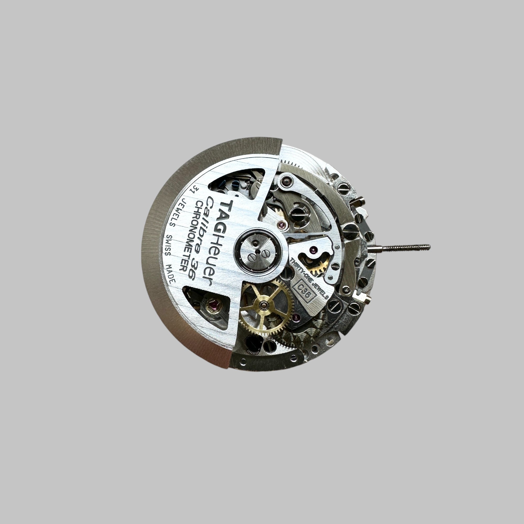 Back of Genuine original vintage automatic movement complete from ZENITH for caliber RO 36 of line ELPRIMERO