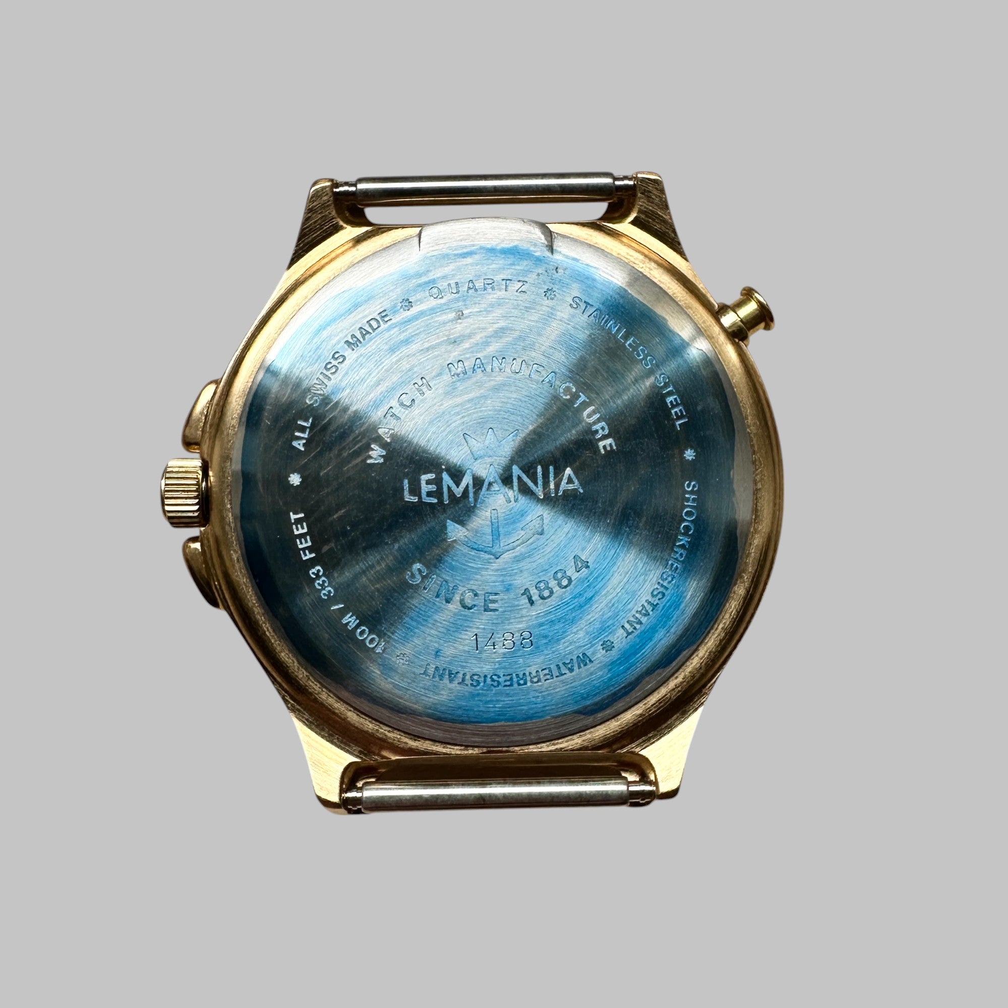 Back of Genuine original vintage case from ELVSTRÖM for caliber QUARTZ of the model TYPE 5003 - GOLDPLATED of line NAUTICAL -REGATTA