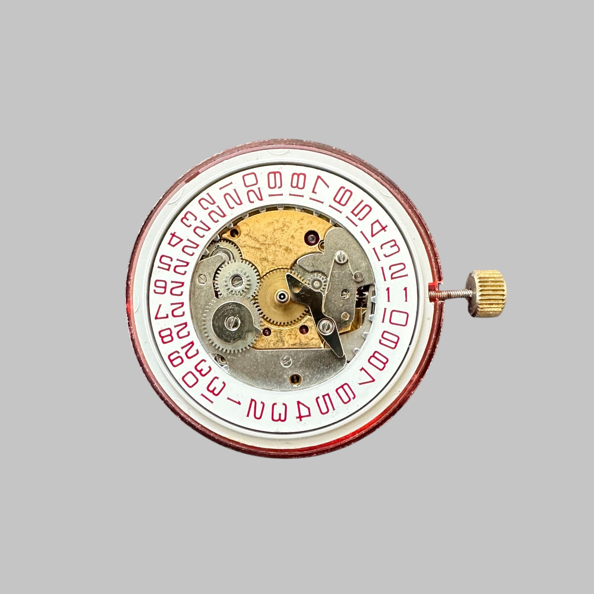 Genuine original vintage complete movement from Enicar for caliber 167C - side view