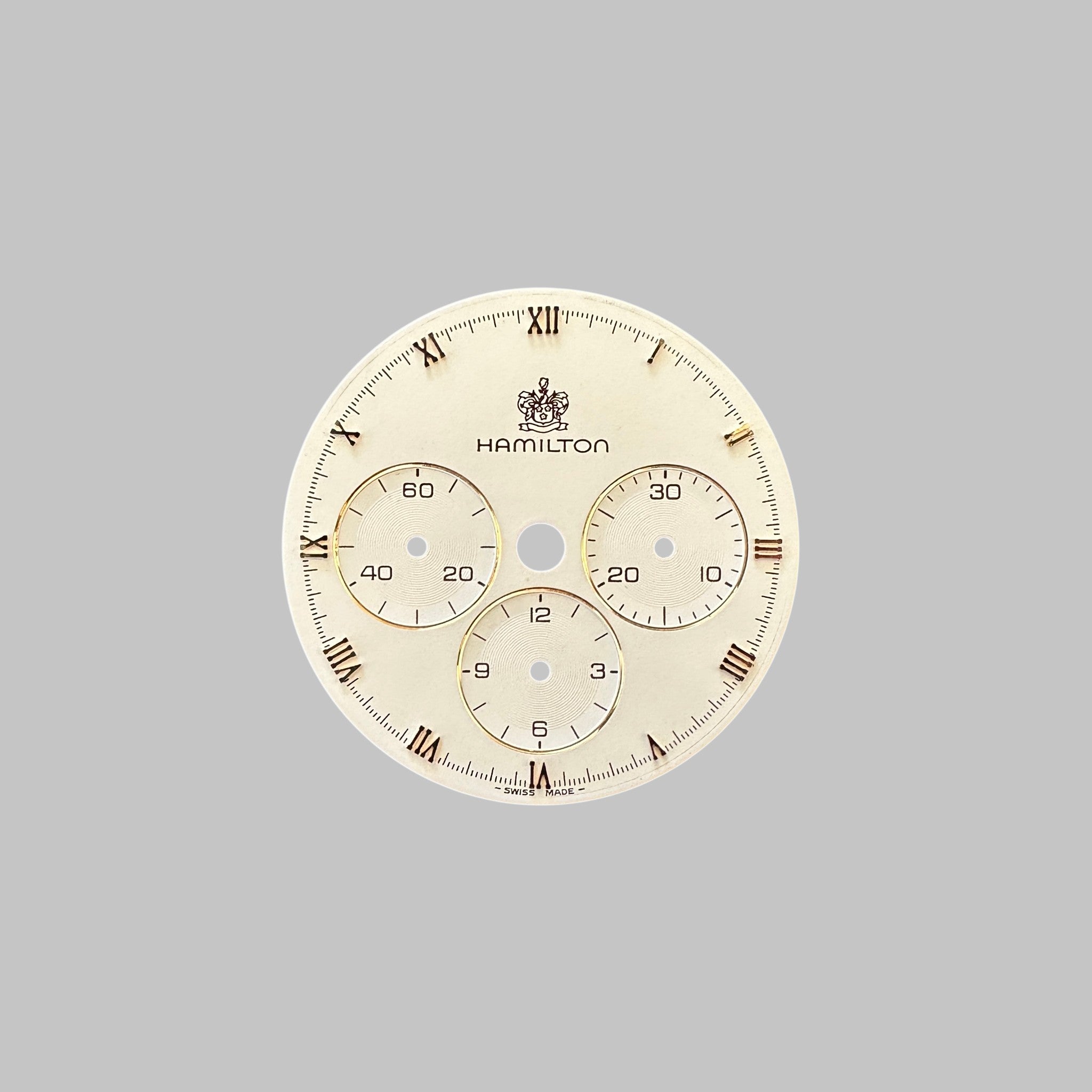 Genuine original vintage dial from Hamilton for caliber 1873 - side view