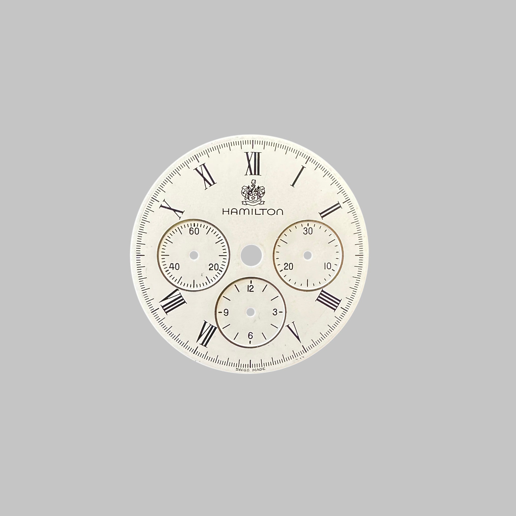 Genuine original vintage dial from Hamilton for caliber 1873 - side view