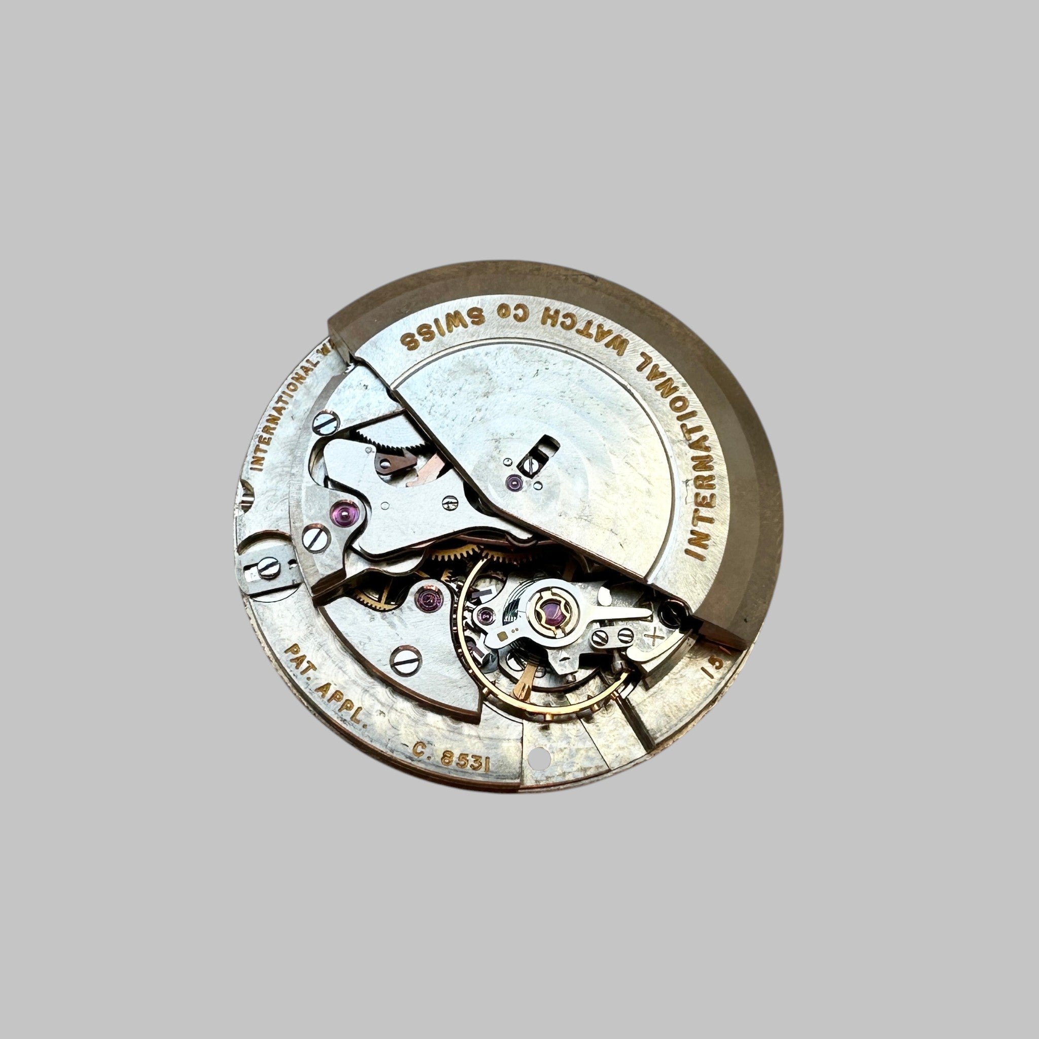 Genuine original vintage movement from Iwc for caliber 8531 - side view