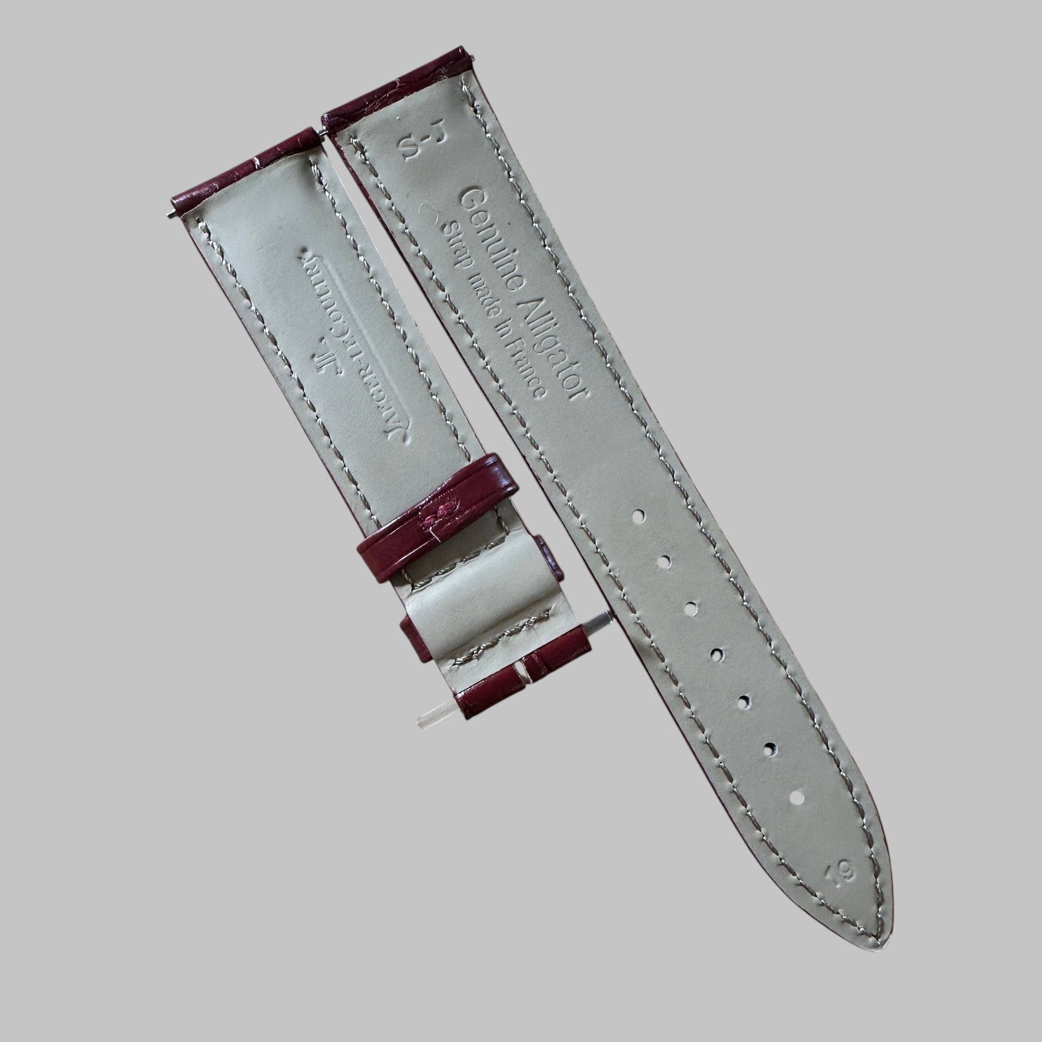 Genuine original vintage leather strap from Jaeger-LeCoultre - side view