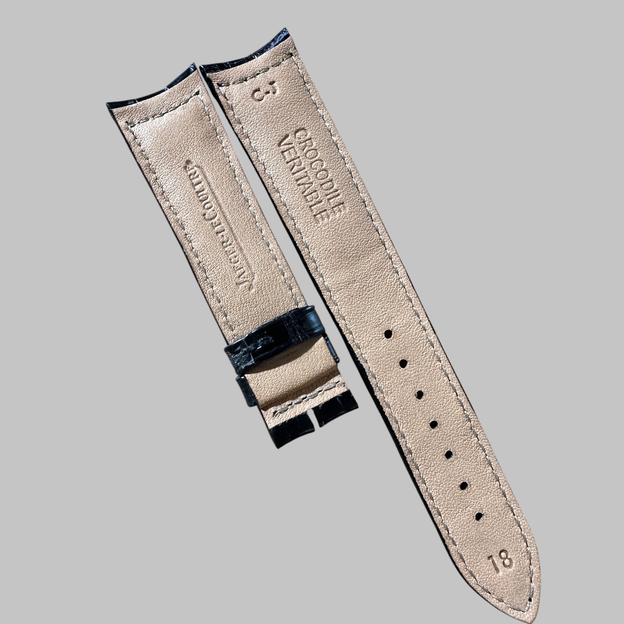 Genuine original vintage leather strap from Jaeger-LeCoultre - side view