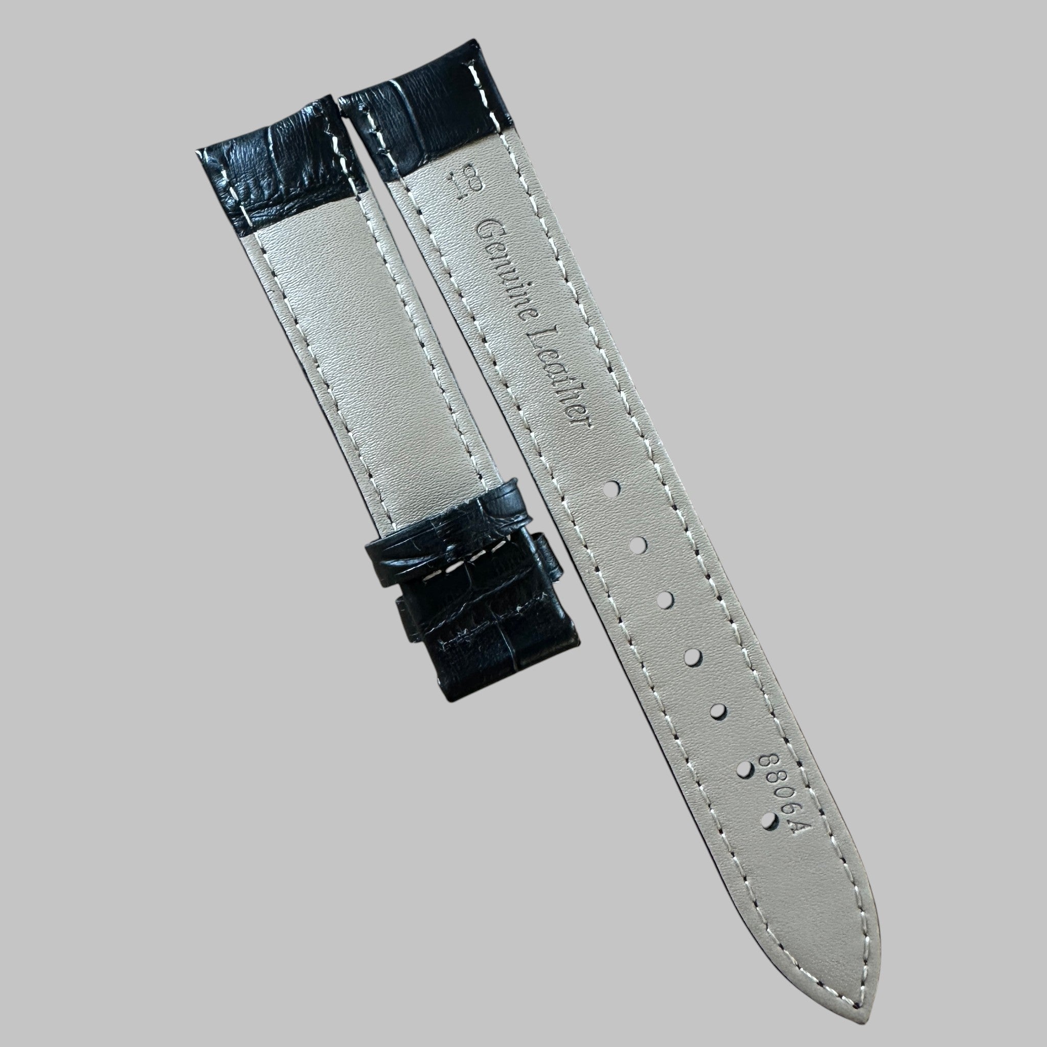 Genuine original vintage leather strap from Jaeger-LeCoultre - side view