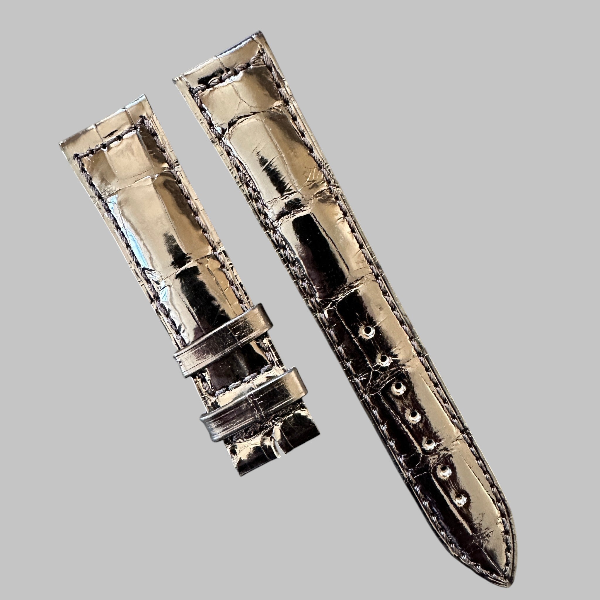 Genuine original vintage leather strap from Jaeger-LeCoultre - side view