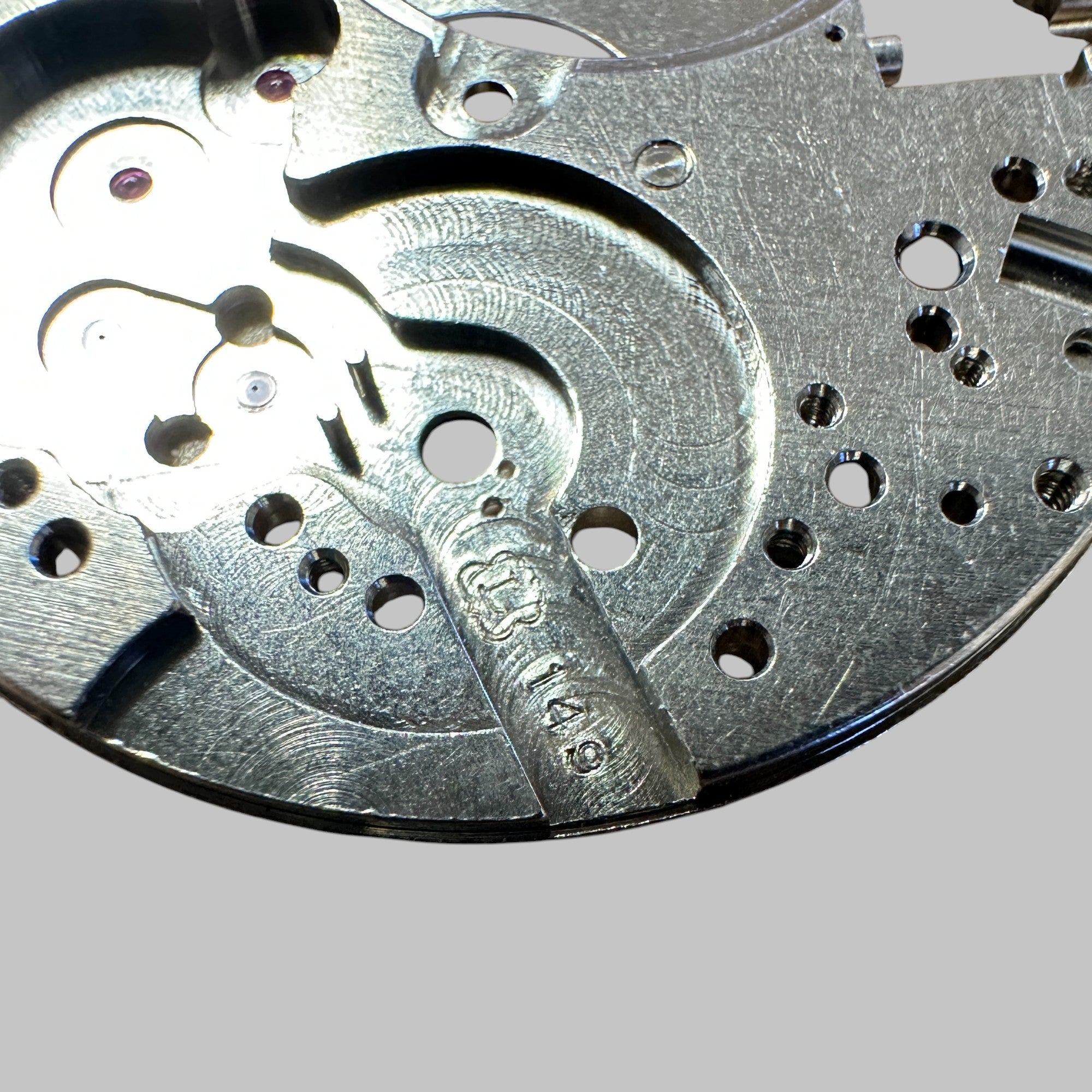 Back of Genuine original vintage mainplate jewelled from LANDERON for caliber 149