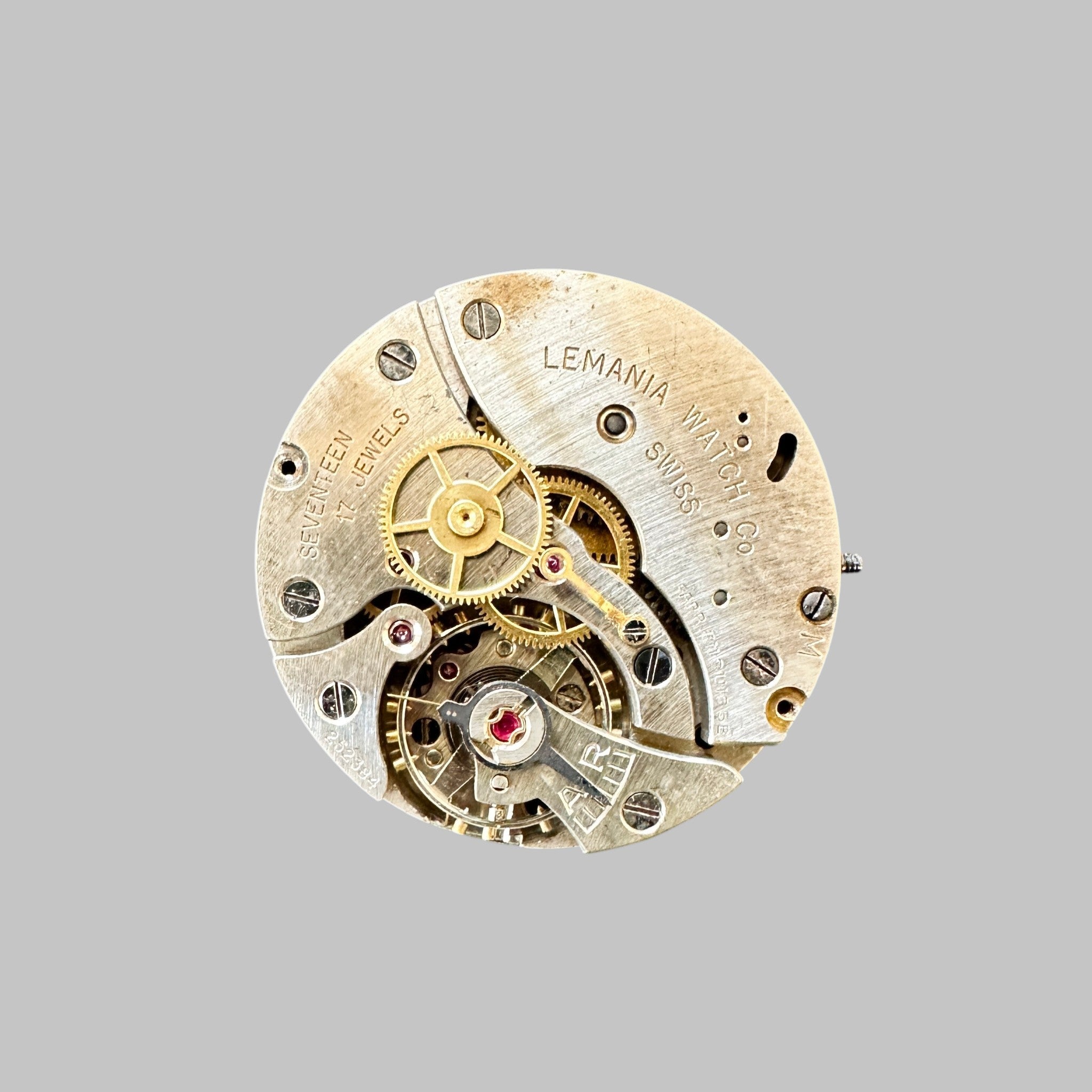 Genuine original vintage movement from Lemania for caliber S27 - side view