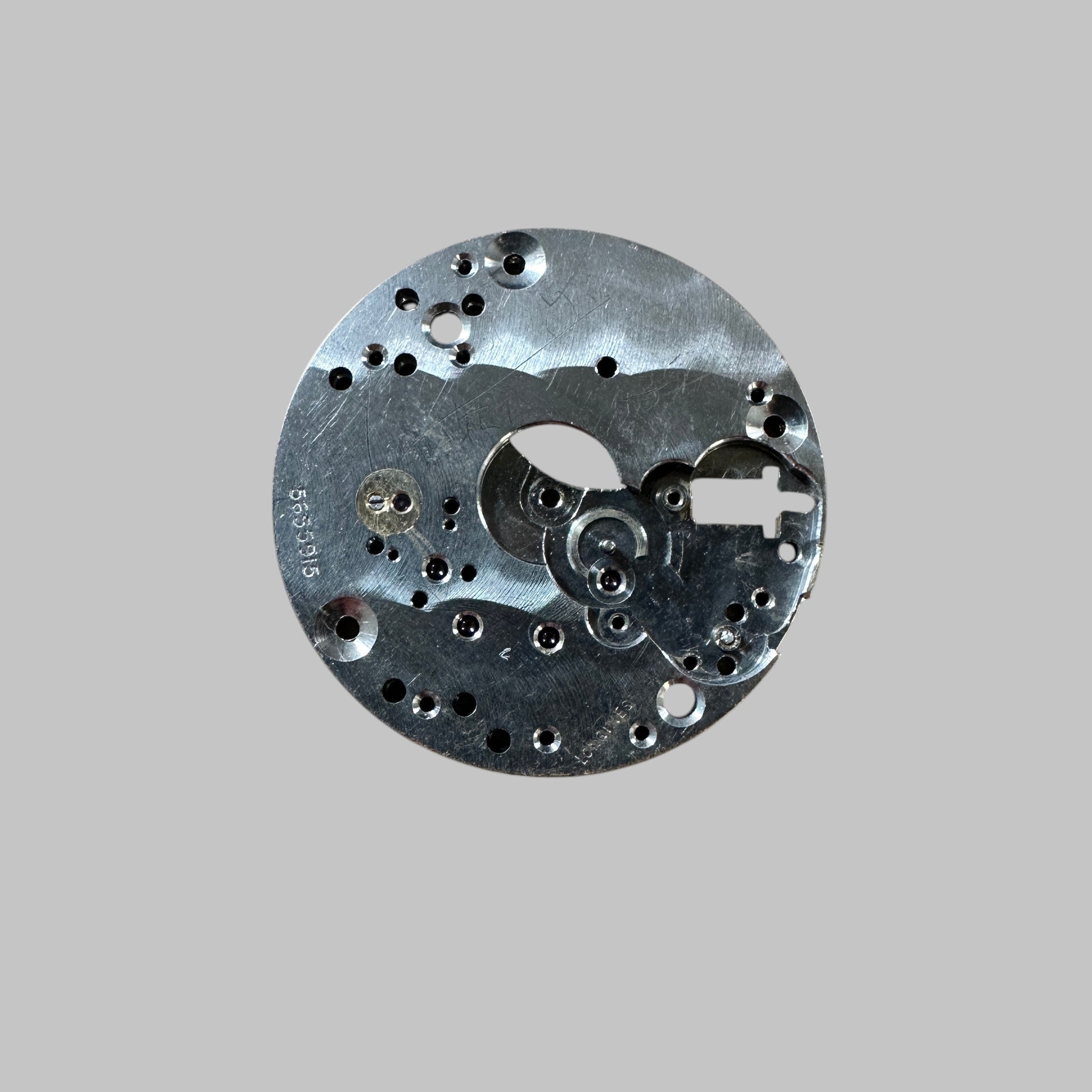 Genuine original vintage mainplate from Longines for caliber 12.68Z - side view