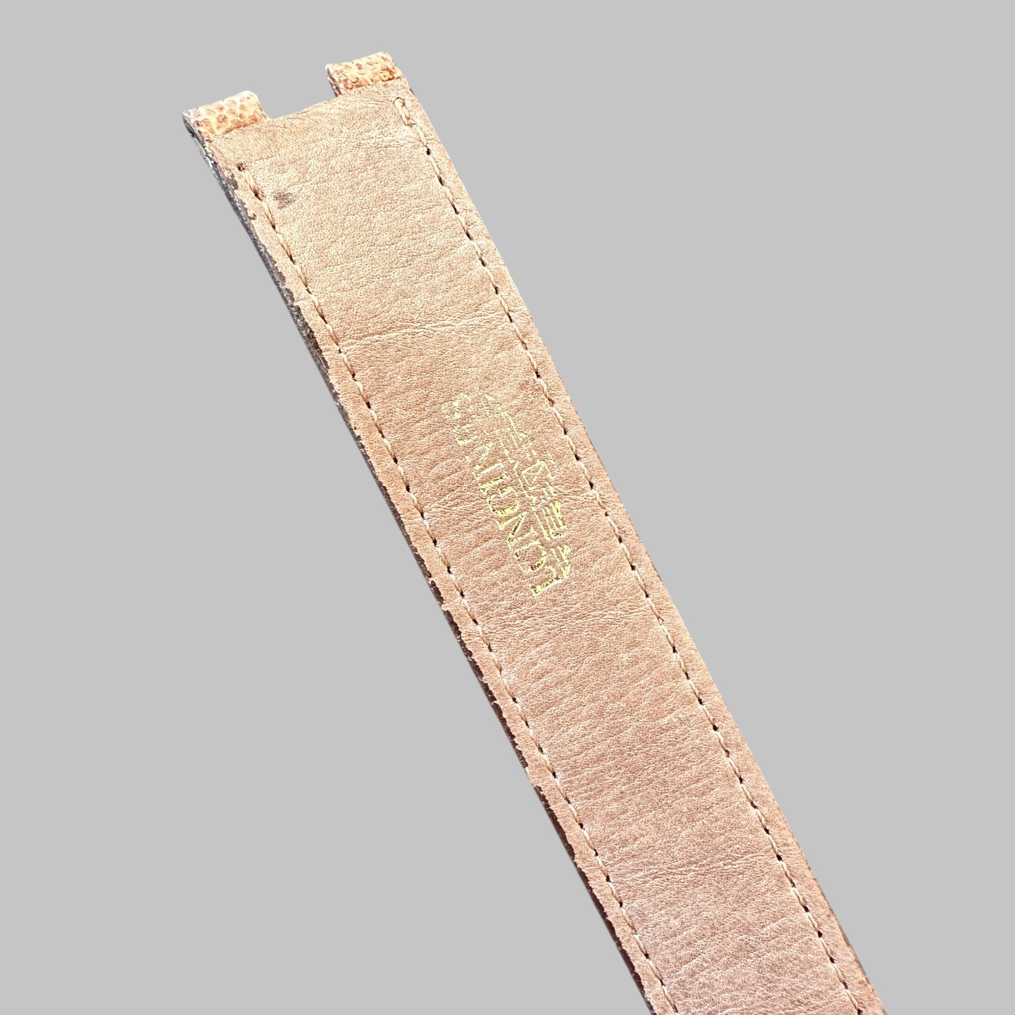 Genuine original vintage leather strap from Longines of line MANZON - side view