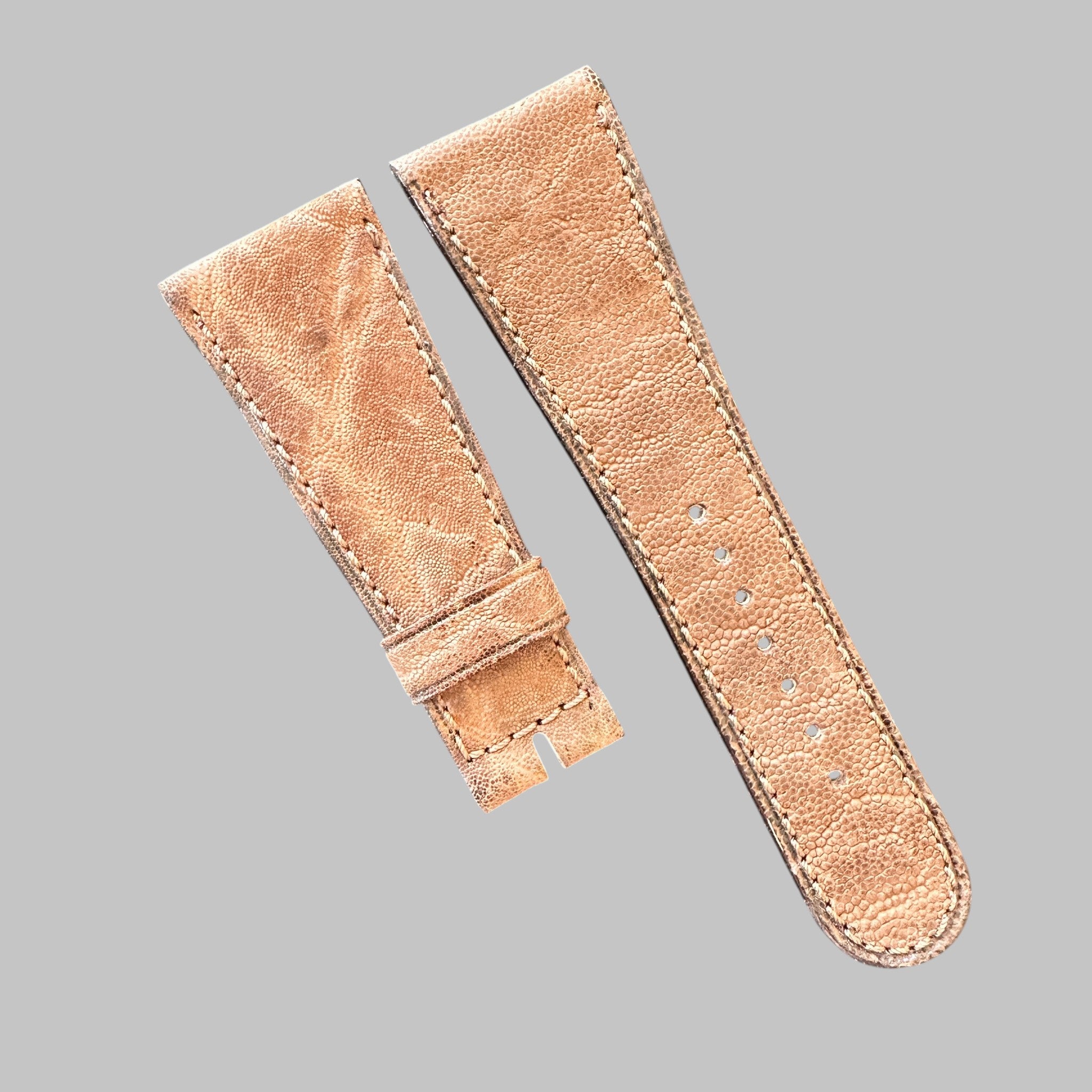 Genuine original vintage leather strap from Longines - side view