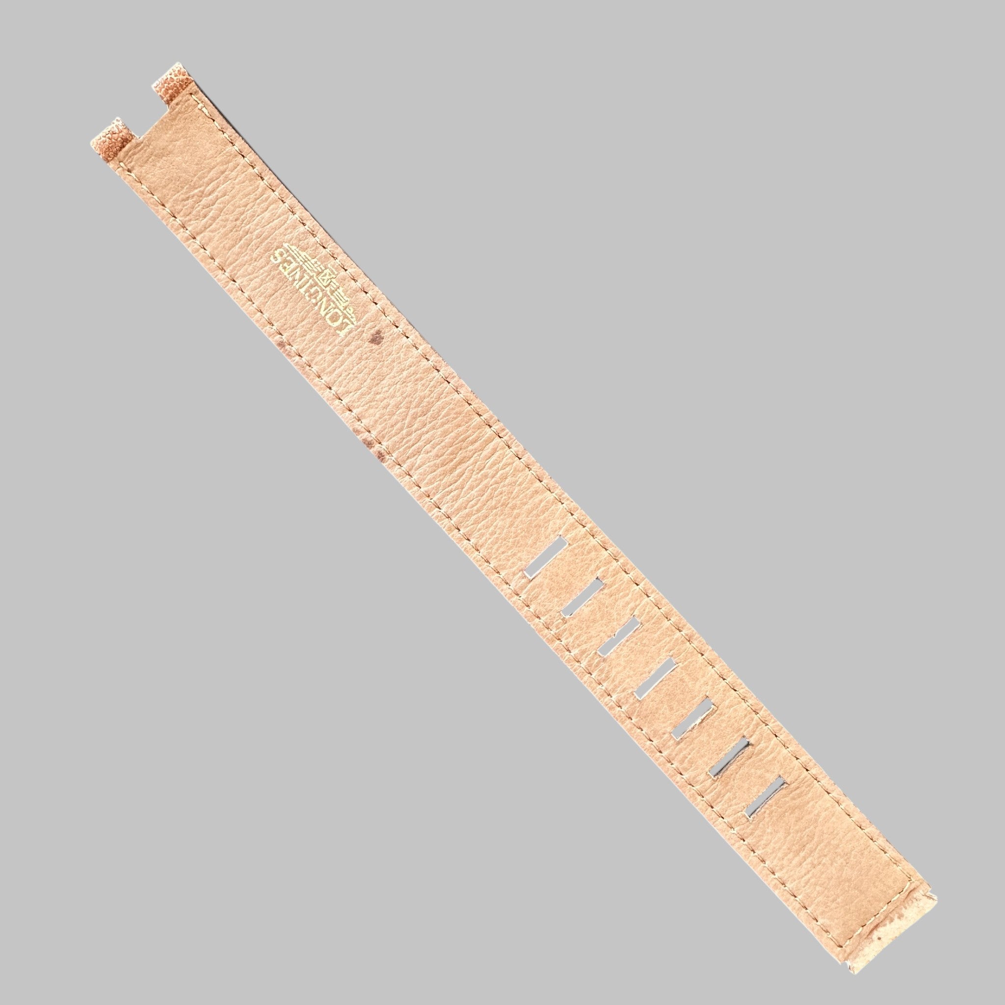 Genuine original vintage leather strap from Longines of line MANZON - side view