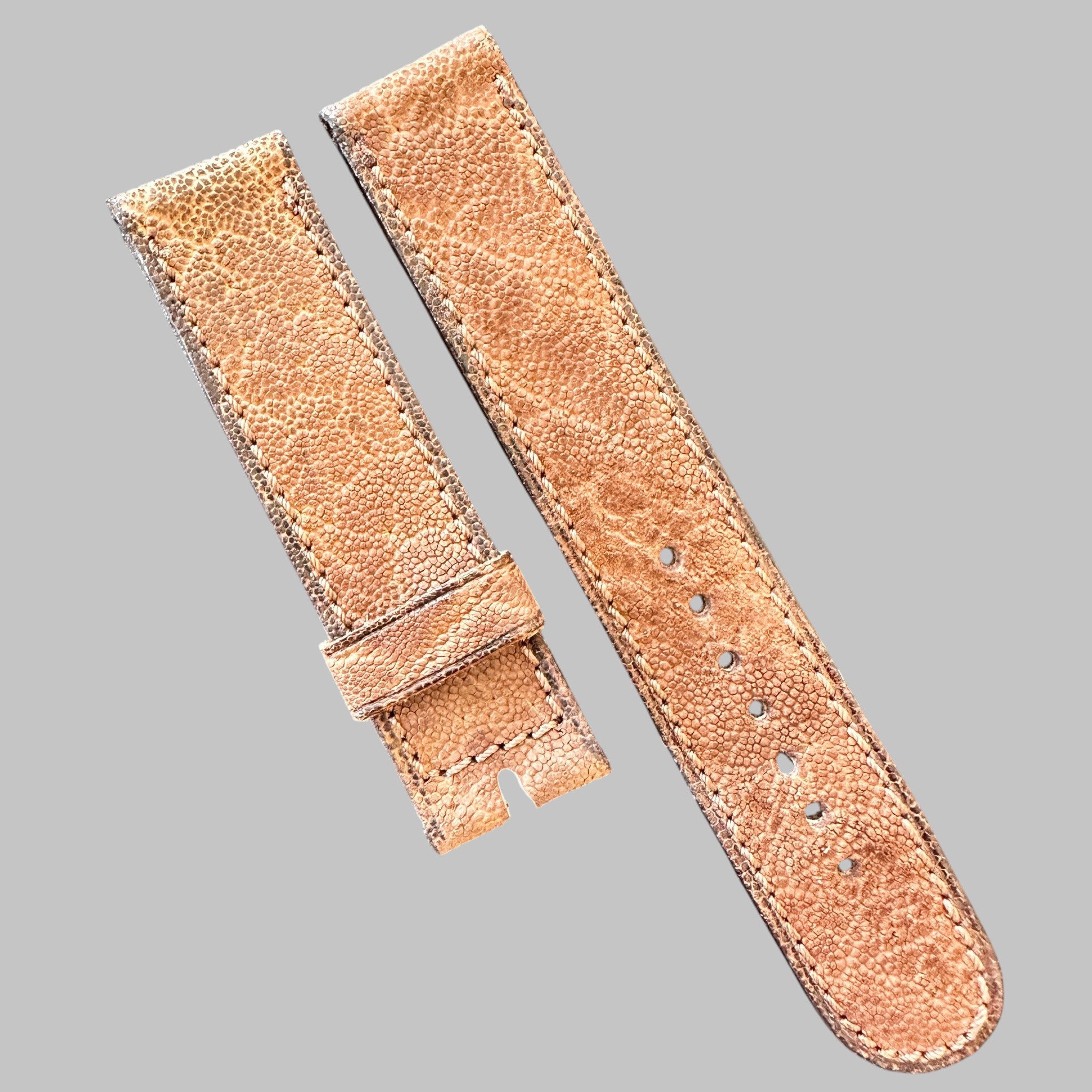 Genuine original vintage leather strap from Longines - side view