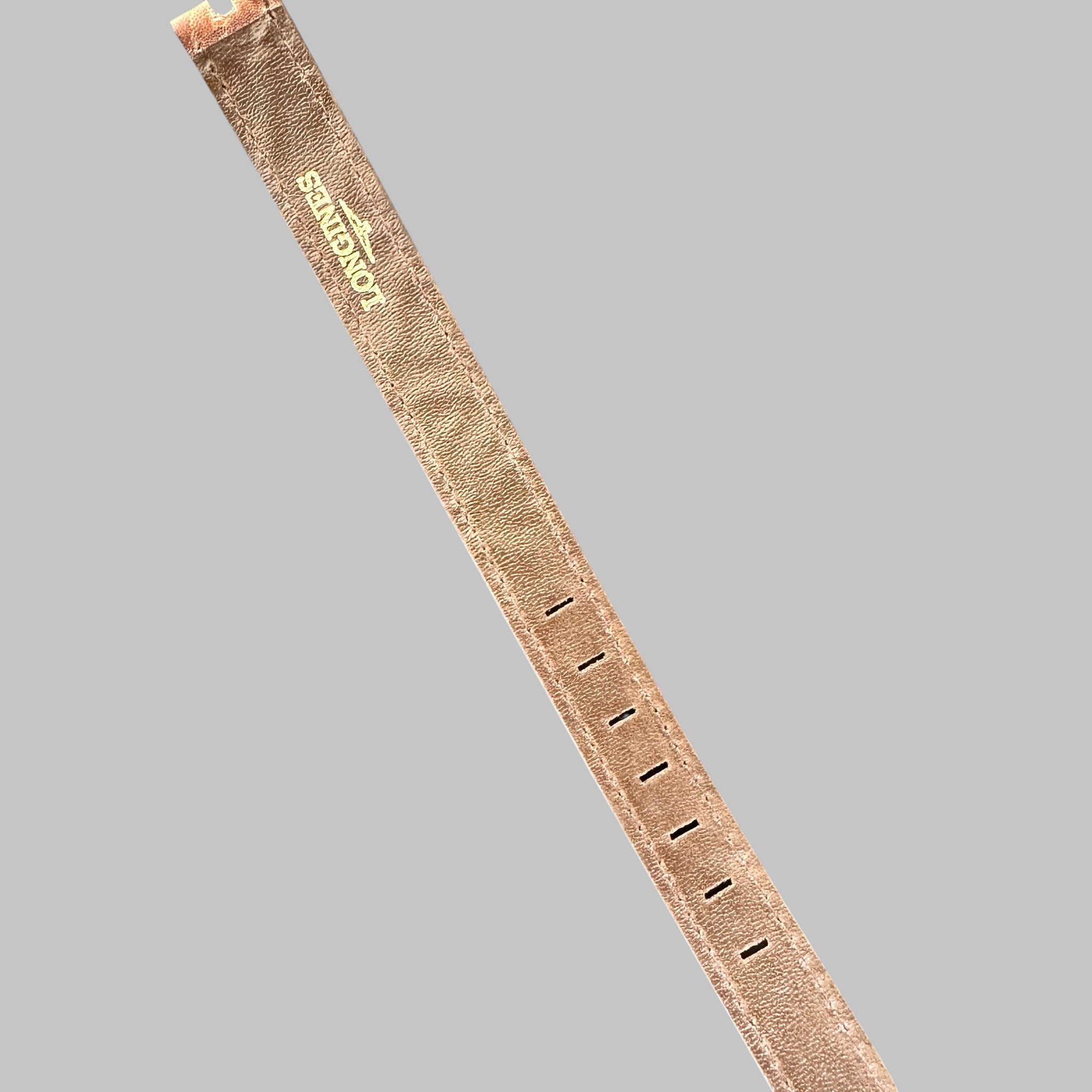 Genuine original vintage leather strap from Longines of line MANZON - side view