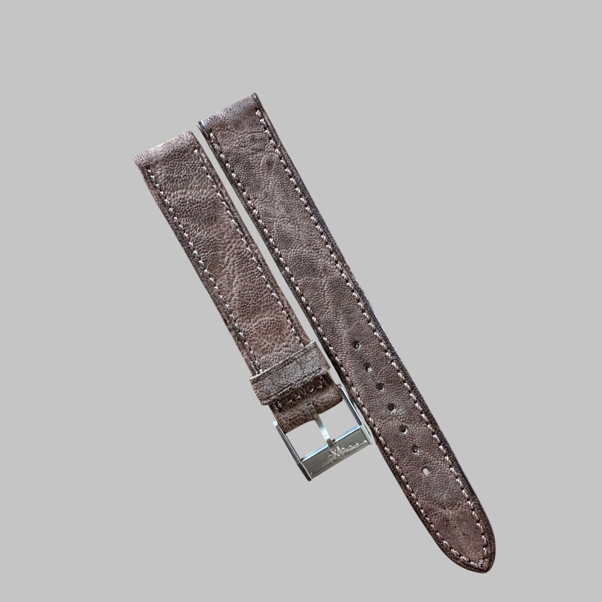 Genuine original vintage leather strap with steel buckle from Longines - side view