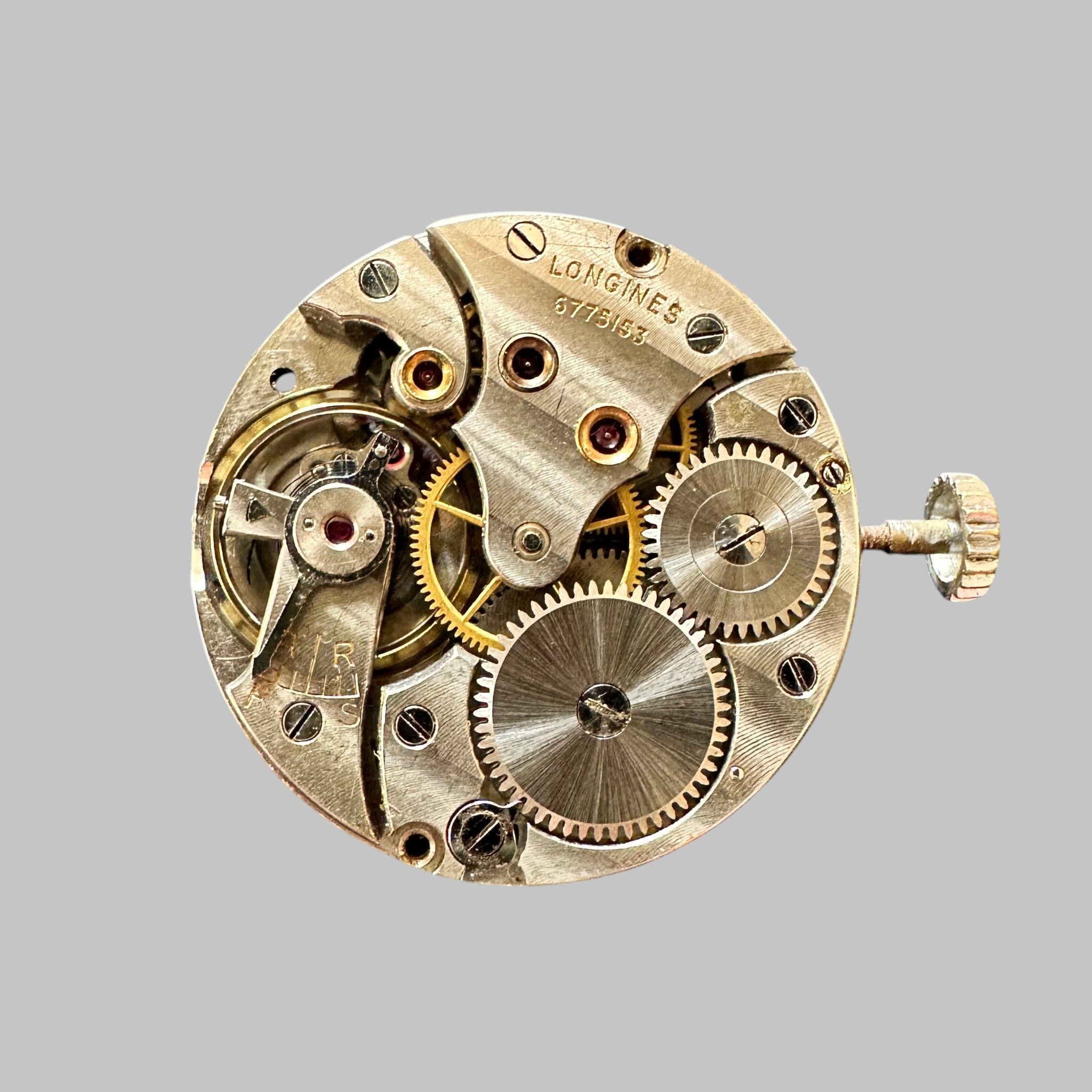 Genuine original vintage movement from Longines for caliber 12.68Z - side view