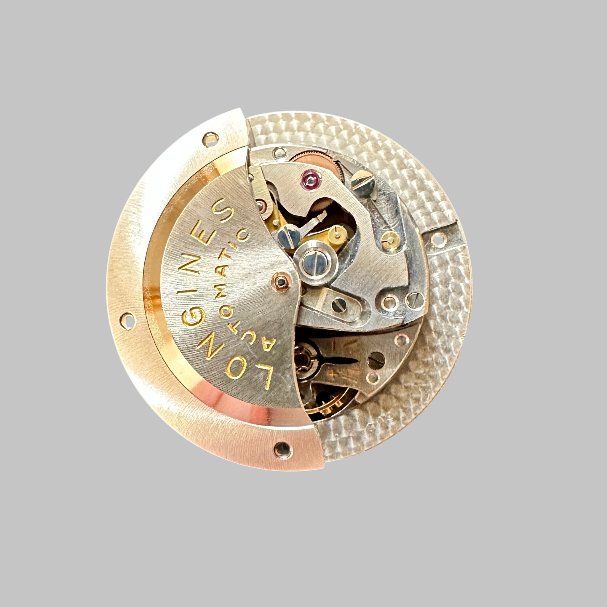 Genuine original vintage movement from Longines for caliber 19AS - side view