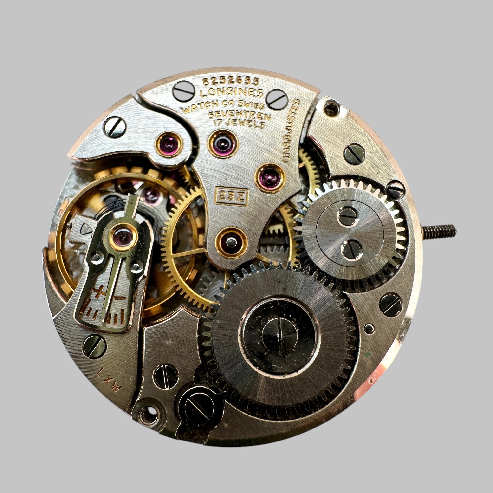 Genuine original vintage complete movement from Longines for caliber 23Z - side view