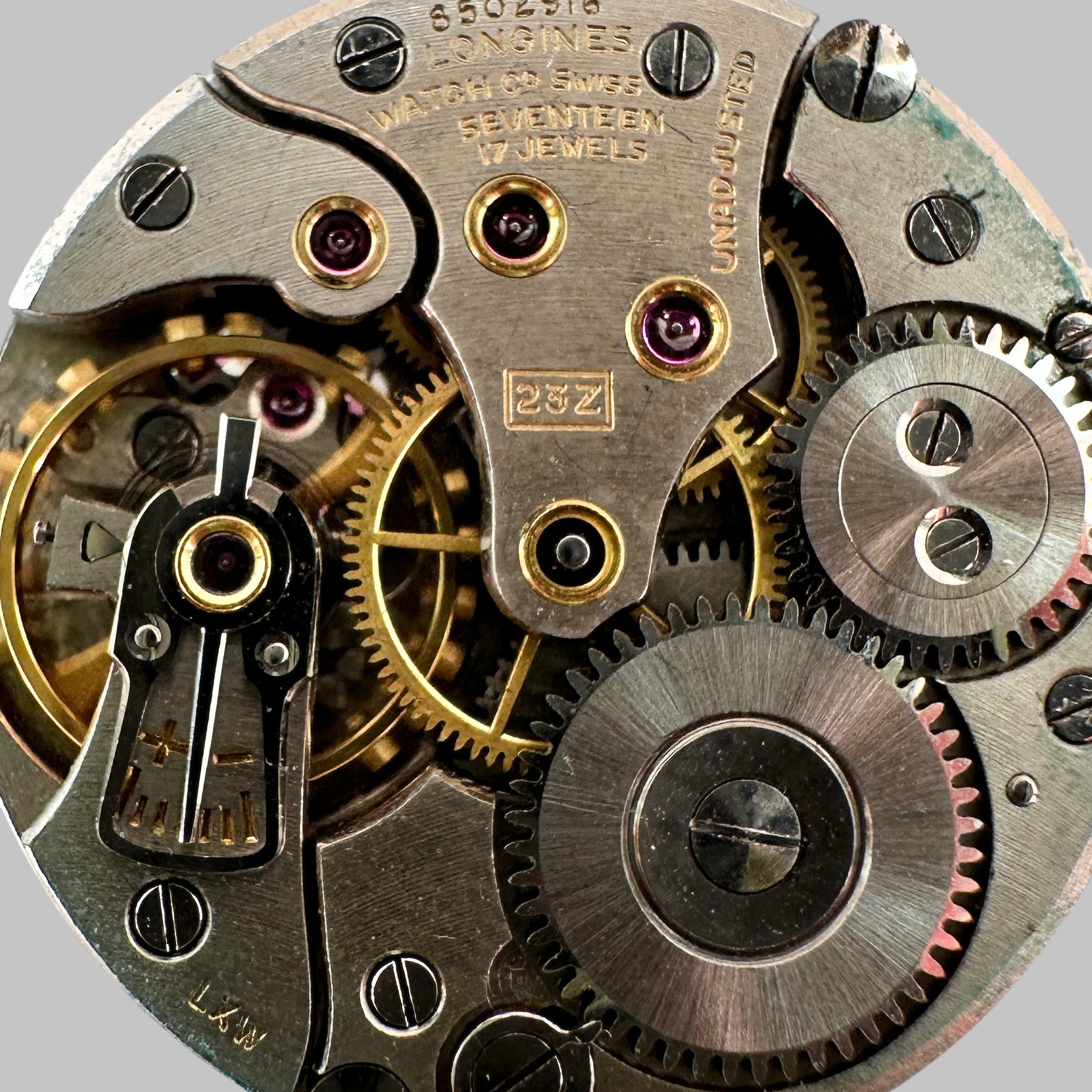 Genuine original vintage complete movement from Longines for caliber 23Z - side view