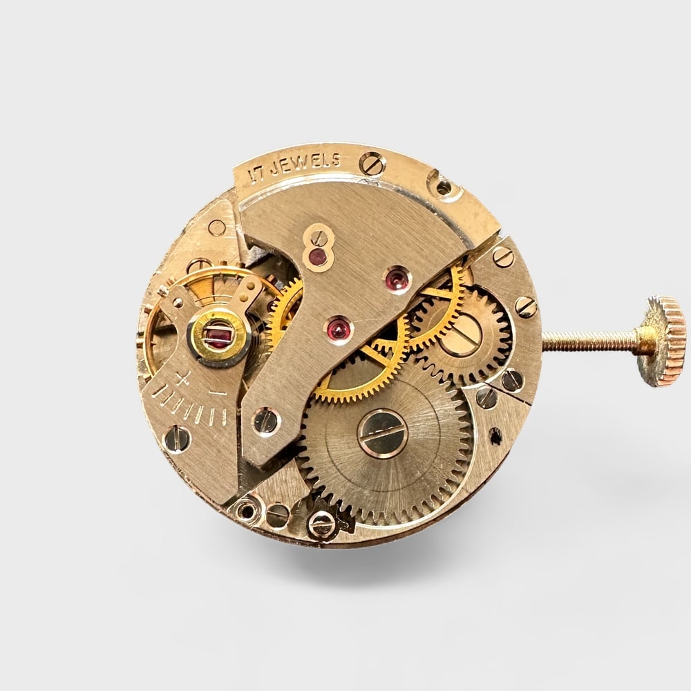 Back of Genuine original vintage mechanical movement complete from LORSA for caliber P62