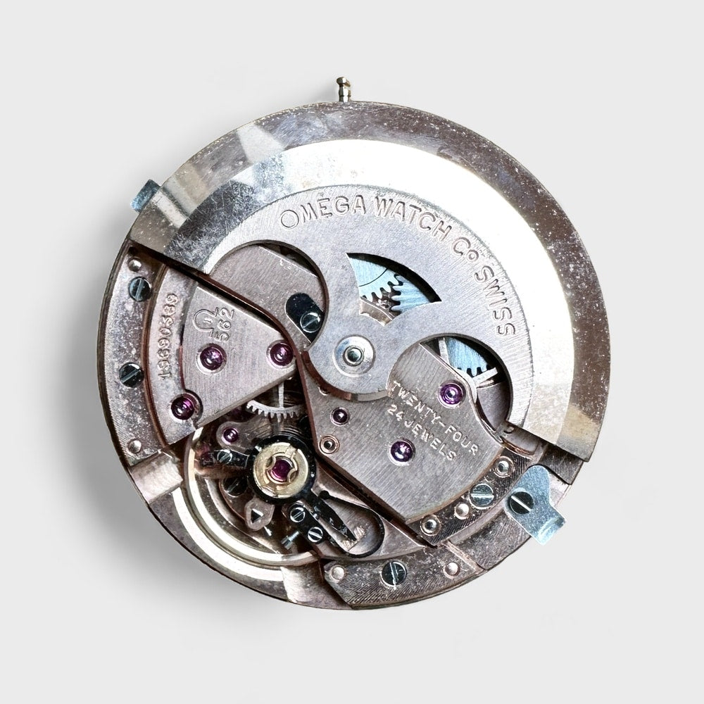 Back of Genuine original vintage automatic movement complete from OMEGA for caliber 562