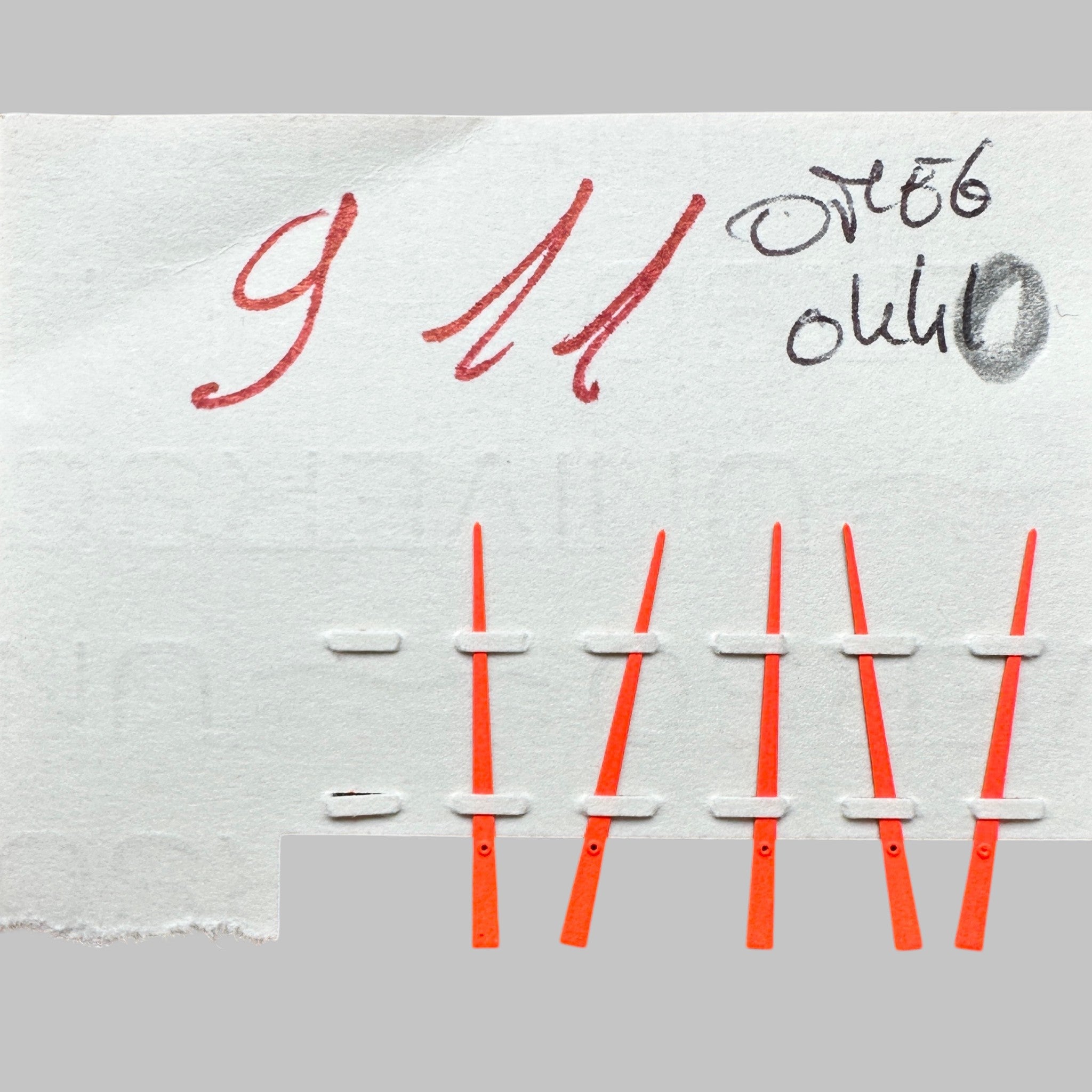 Genuine original vintage seconde chronograph hand from Omega for caliber 910/911/… - side view