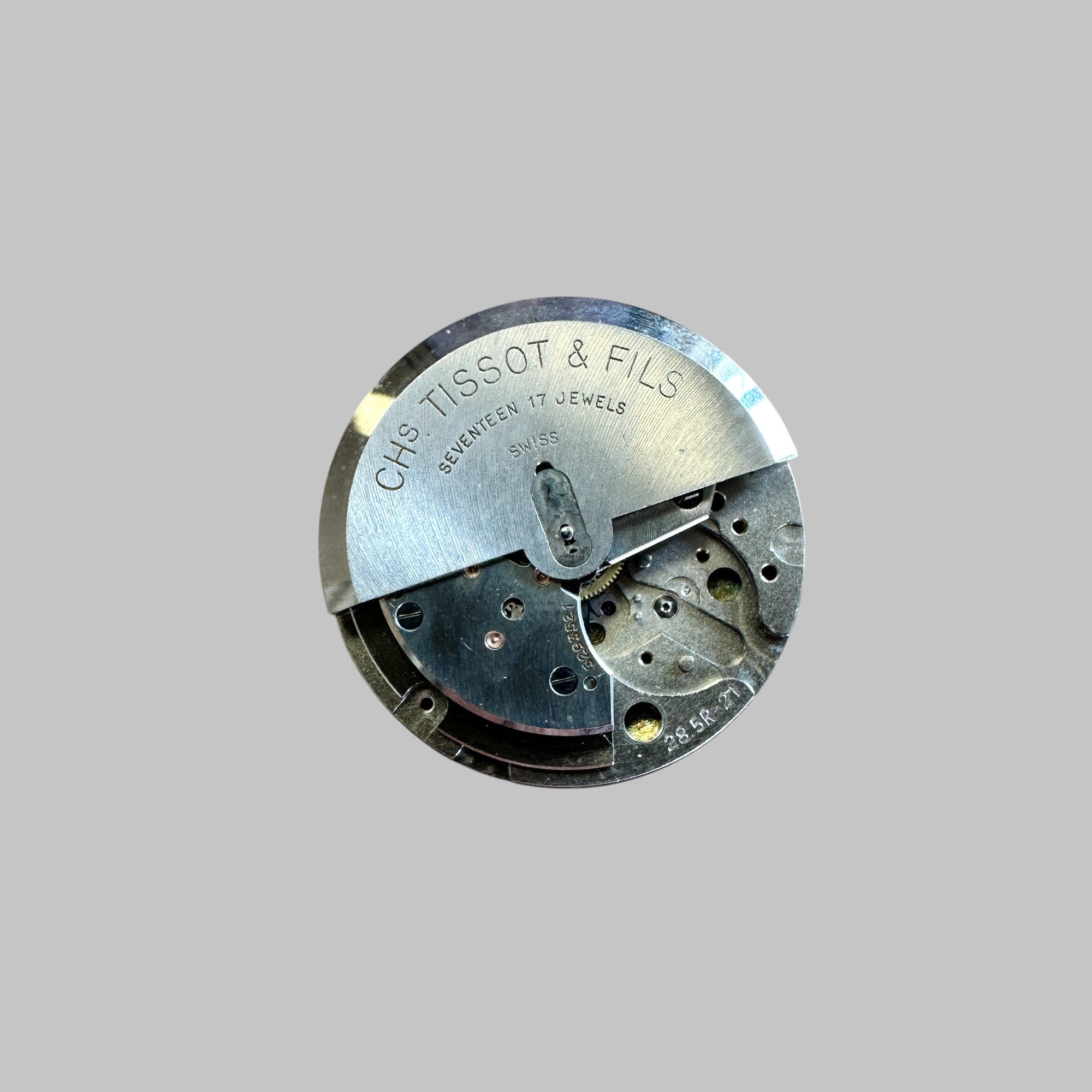 TISSOT CAL. 28.5R-21 - INCOMPLETE MOVEMENT WITH DIAL AND HANDS SEASTAR GOOD, AUTOMATIC. MISSING BALANCE AND PALLET FORK