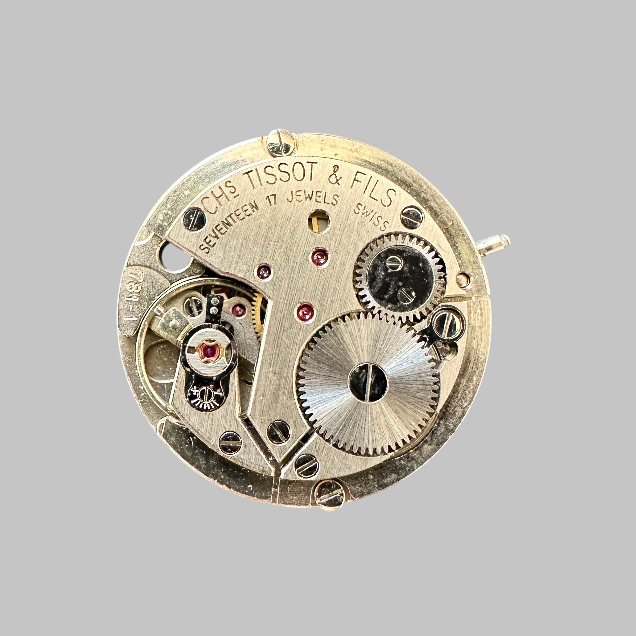 Genuine original vintage complete movement from Tissot for caliber 781-1 - side view