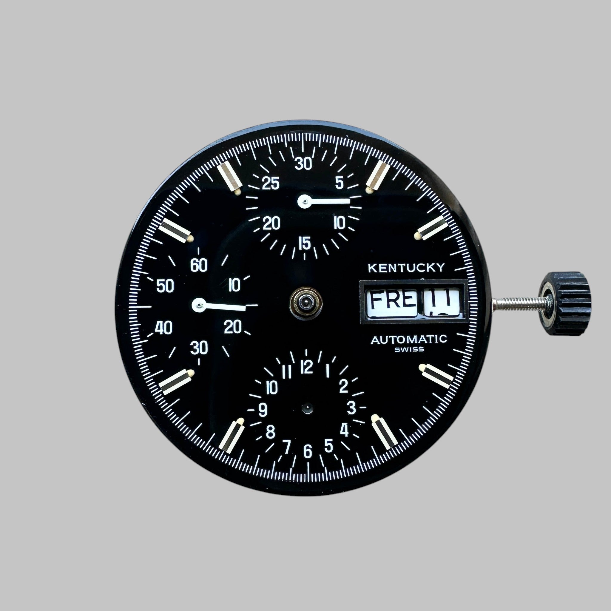 Genuine original vintage automatic movement complete from Valjoux for caliber 7750 of the model HEUER - side view