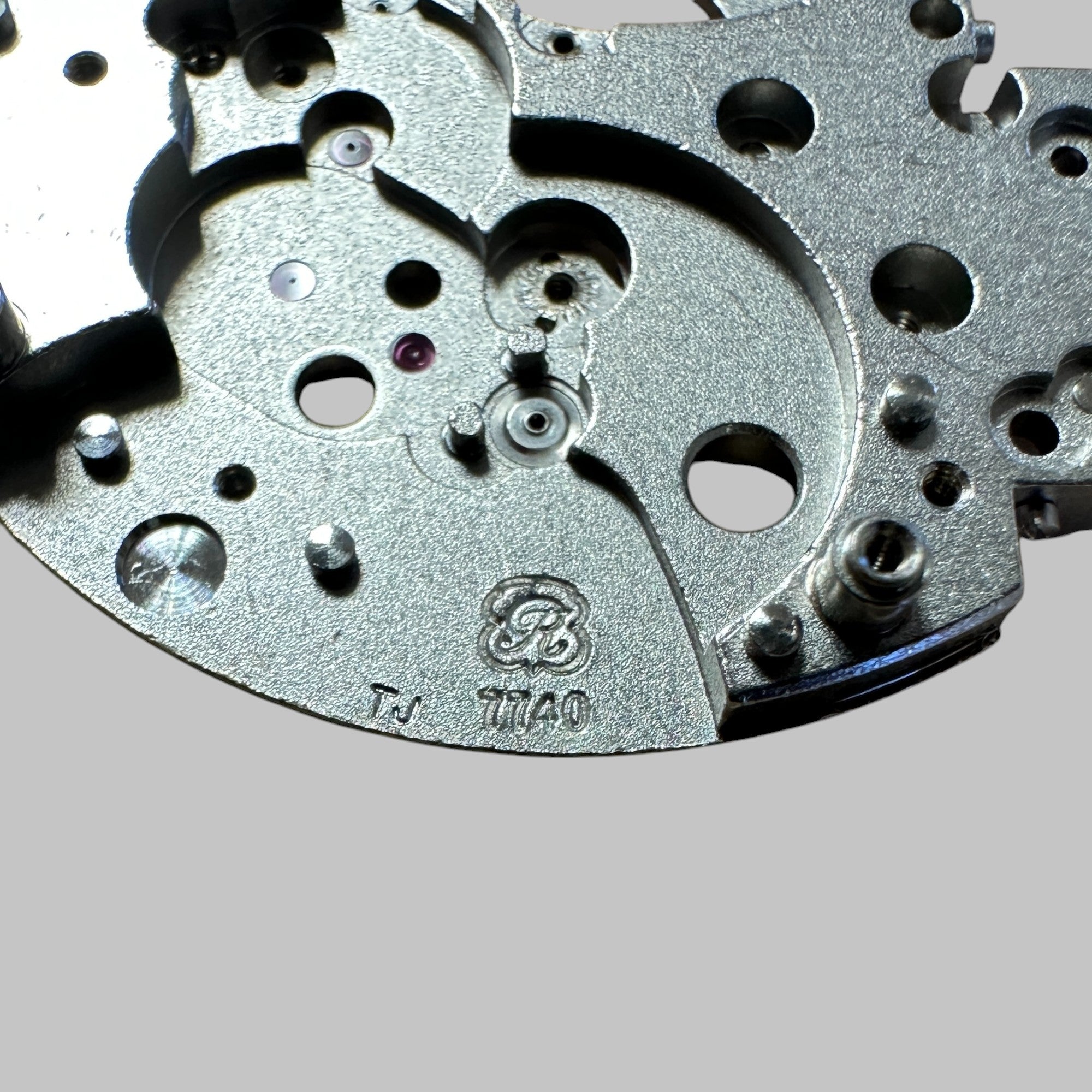 Back of Genuine original vintage mainplate jewelled from VALJOUX for caliber 7740