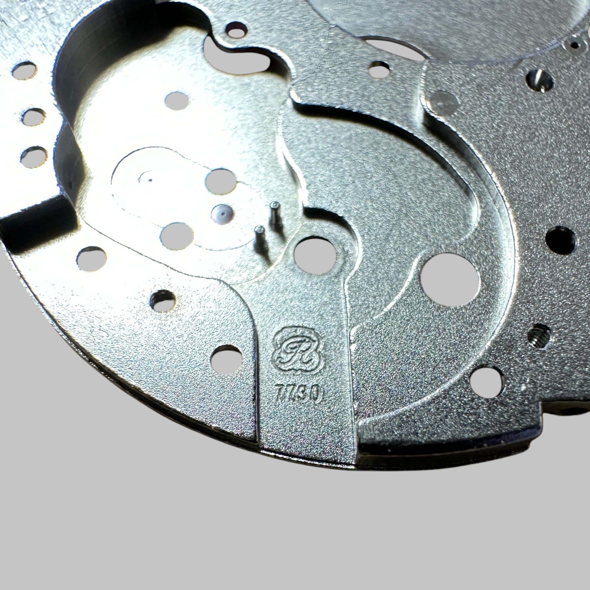 Back of Genuine original vintage mainplate jewelled from VALJOUX for caliber 7730