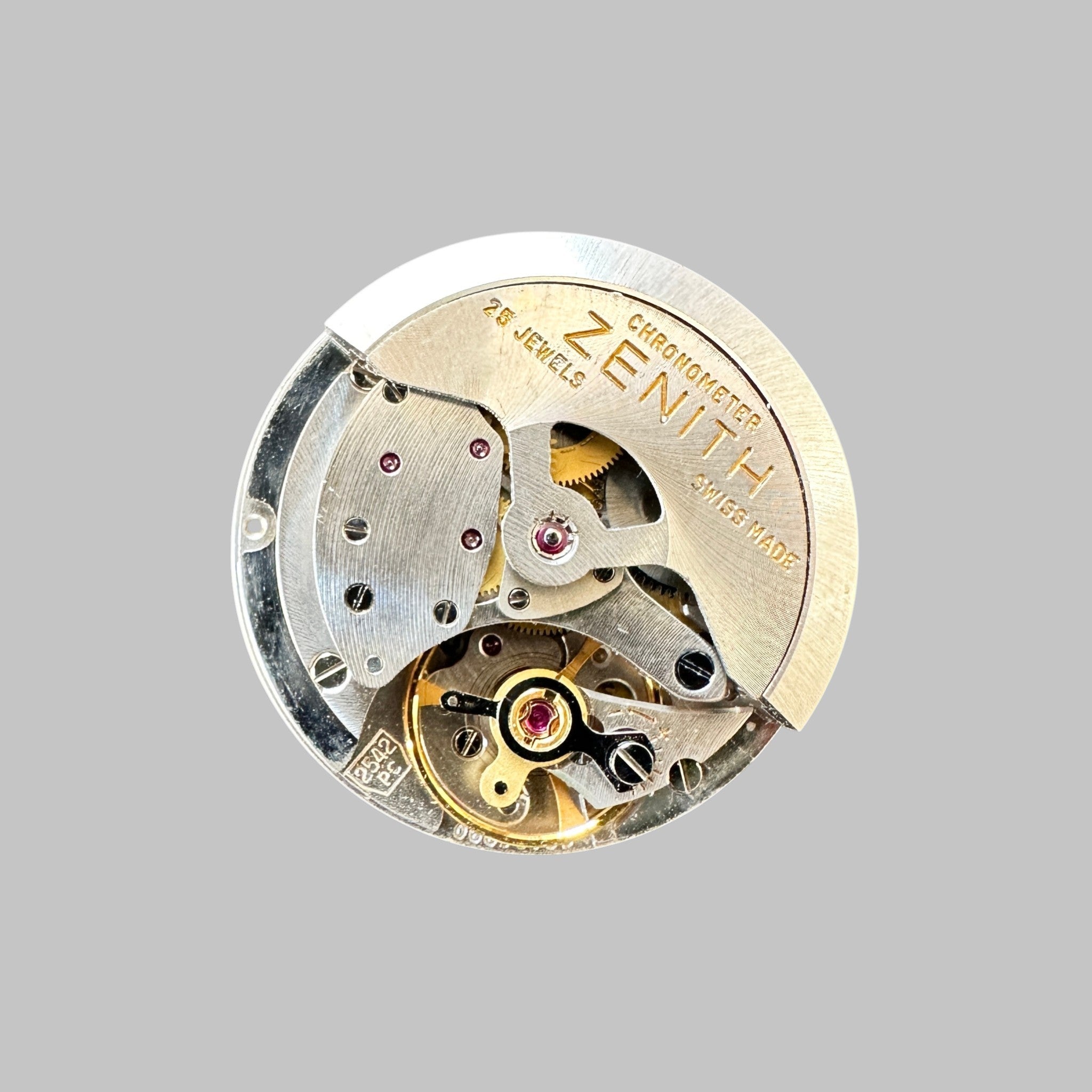 Genuine original vintage movement from Zenith for caliber 2542 PC - side view