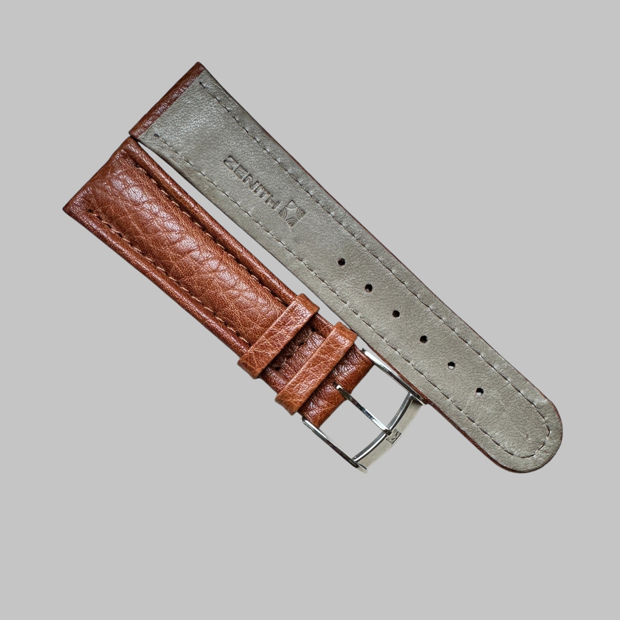 ZENITH - STRAP MINT, VINTAGE BROWN STRAP WITH BUCKLE 22MM