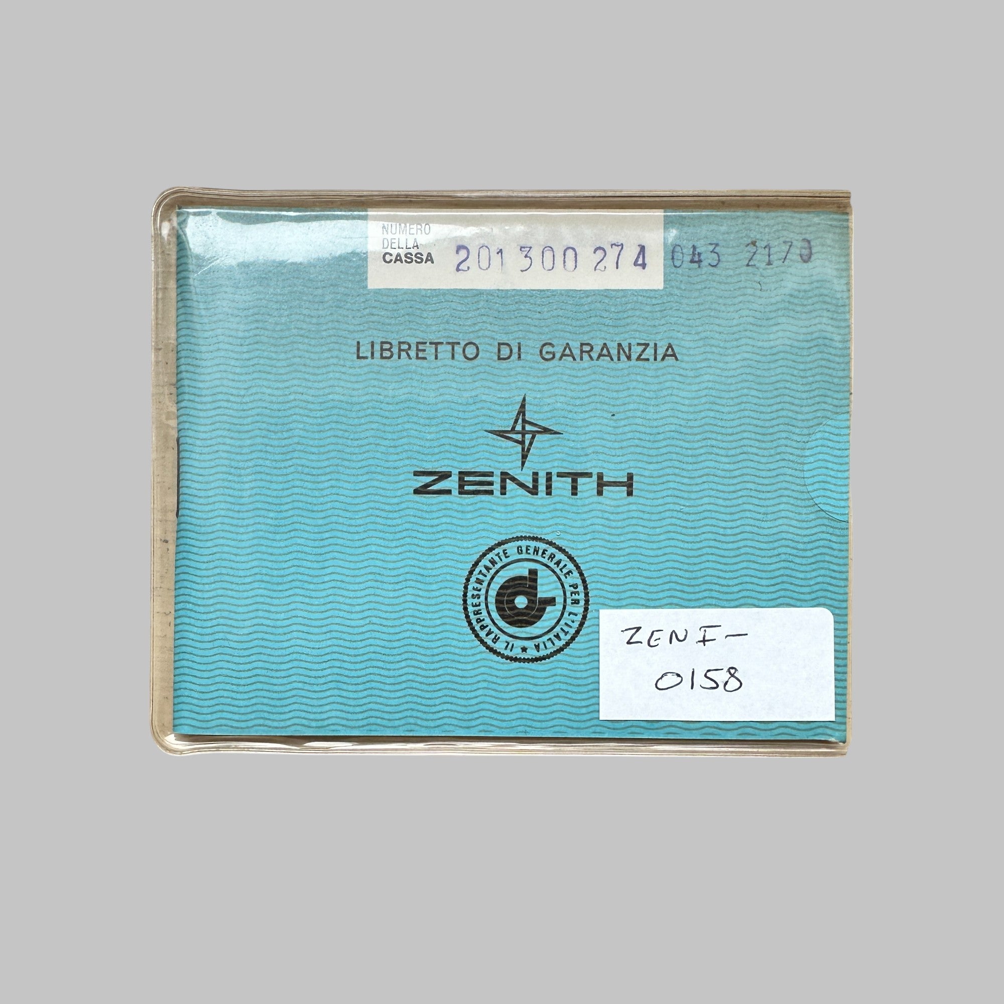 ZENITH - LIVRET DE GARANTIE 20.1300.274 SUPERBE, LIVRET DE GARANTIE ITALIEN VIERGE