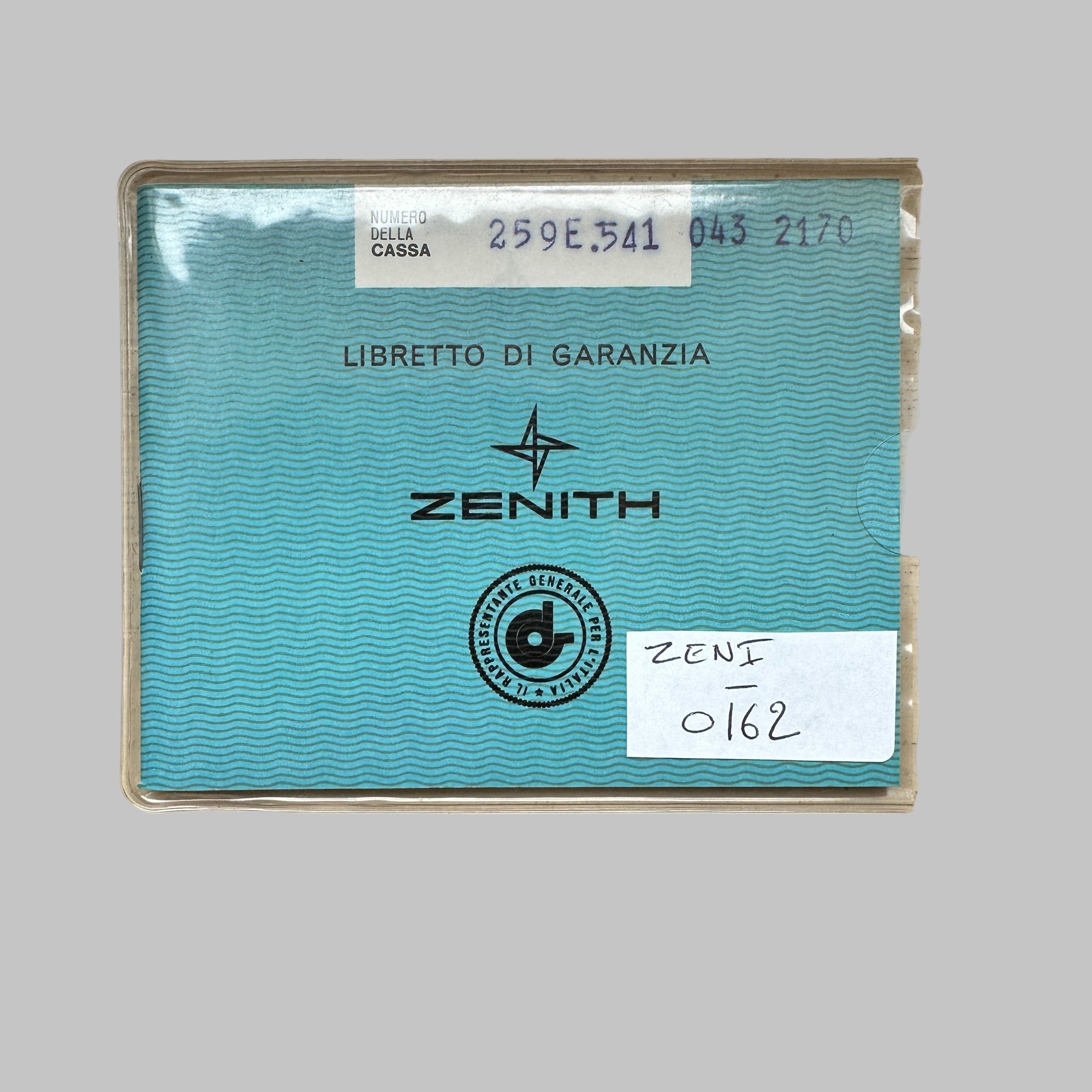 Genuine original vintage warranty booklet from ZENITH of the model 259E.541