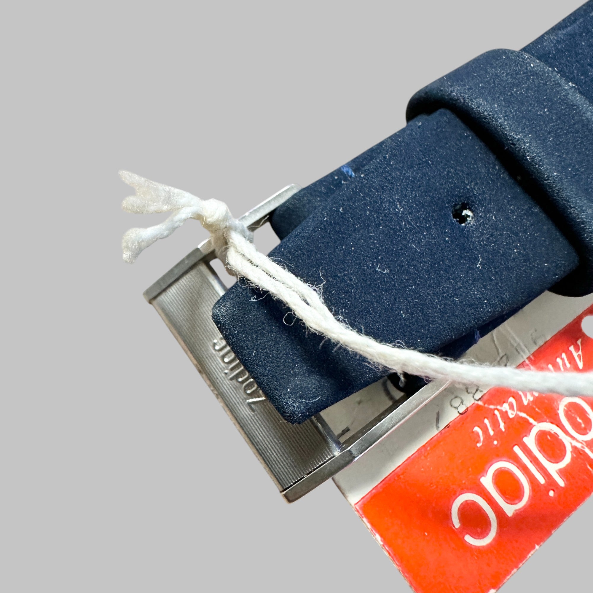 Back of Genuine original vintage dark blue leather strap from ZODIAC