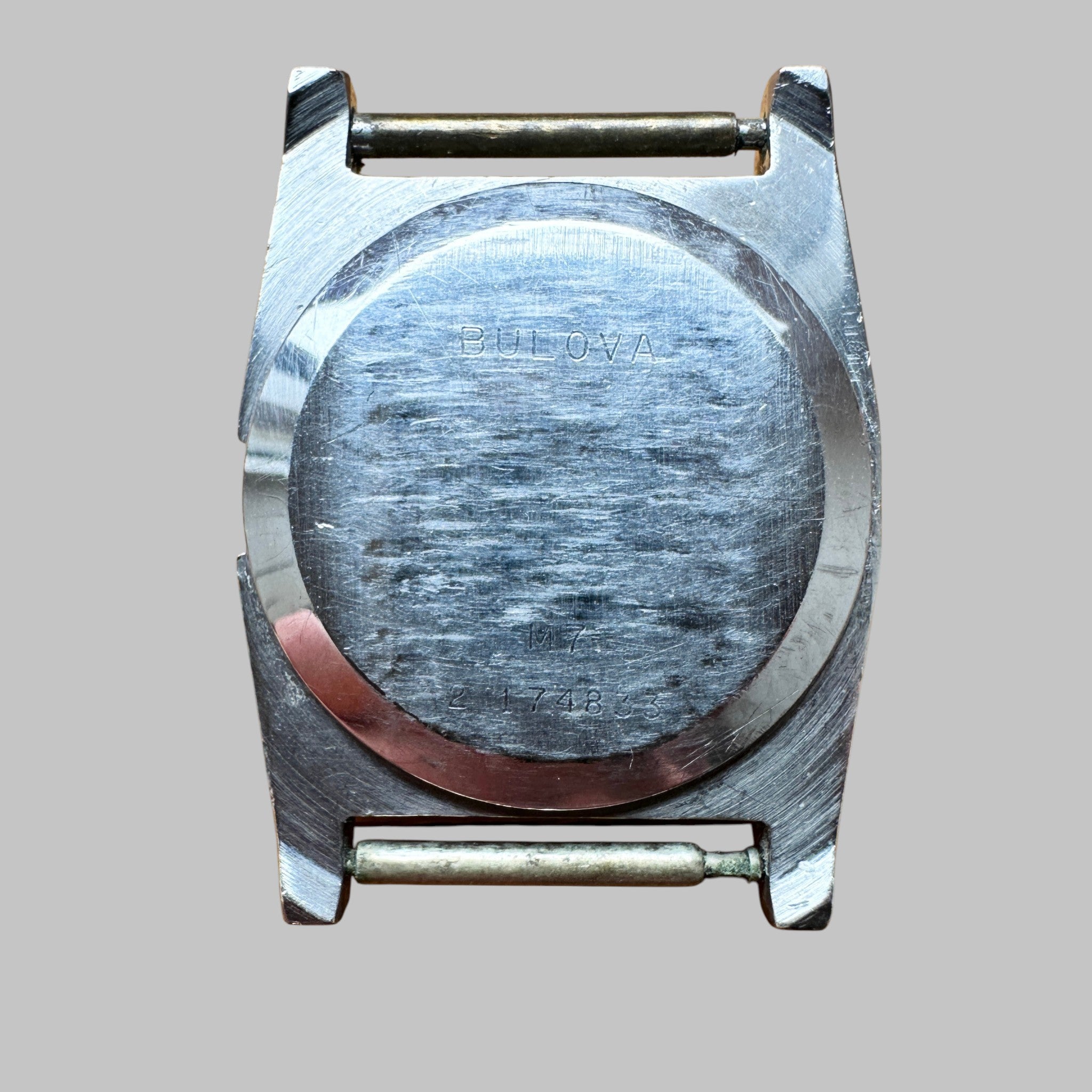 Genuine original vintage case from Bulova for caliber 7 BPP of the model Ref 542-2 - side view