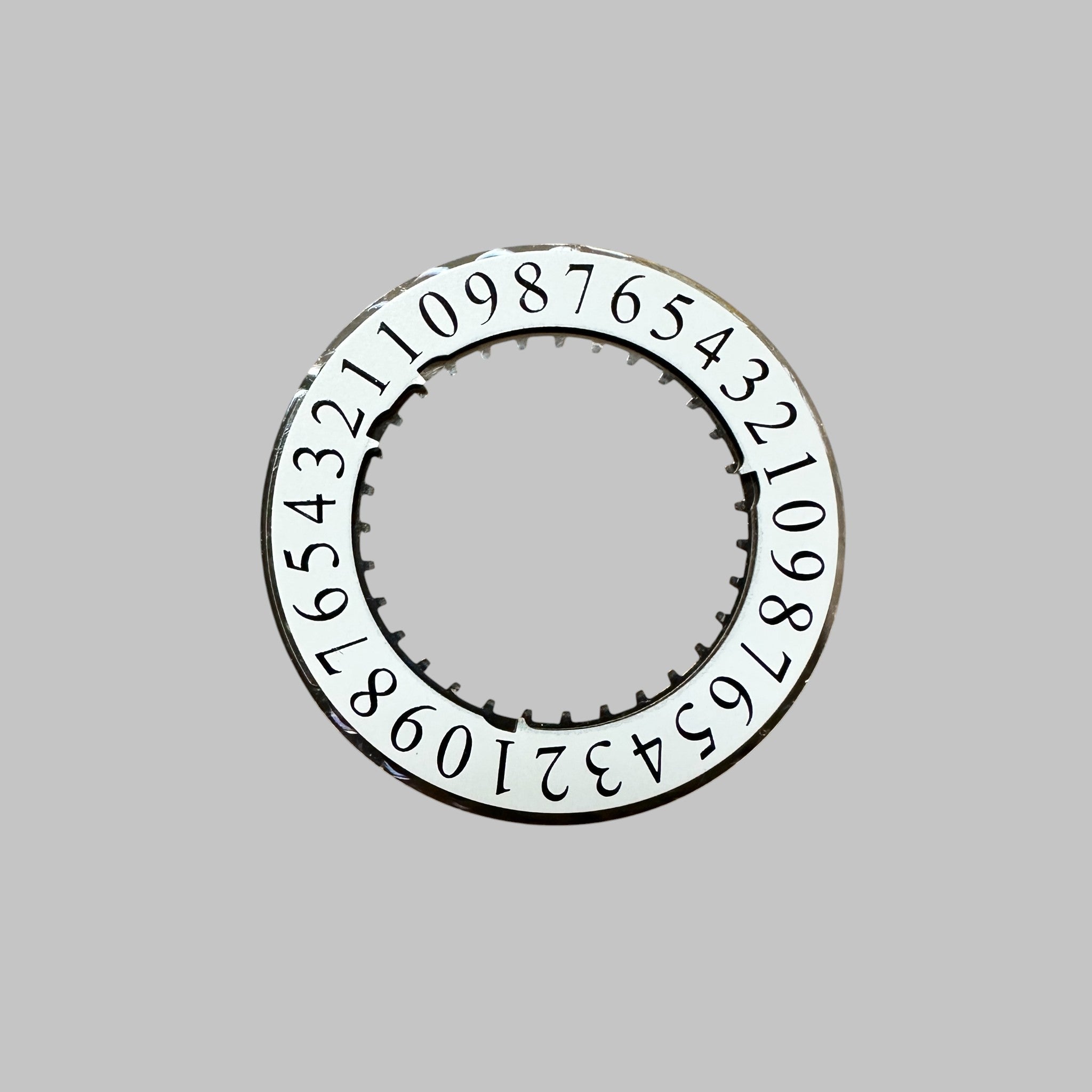 Genuine original vintage date disk from Cartier for caliber 9908MC of the model ANNUAL CALENDAR of line ROTONDE - front view