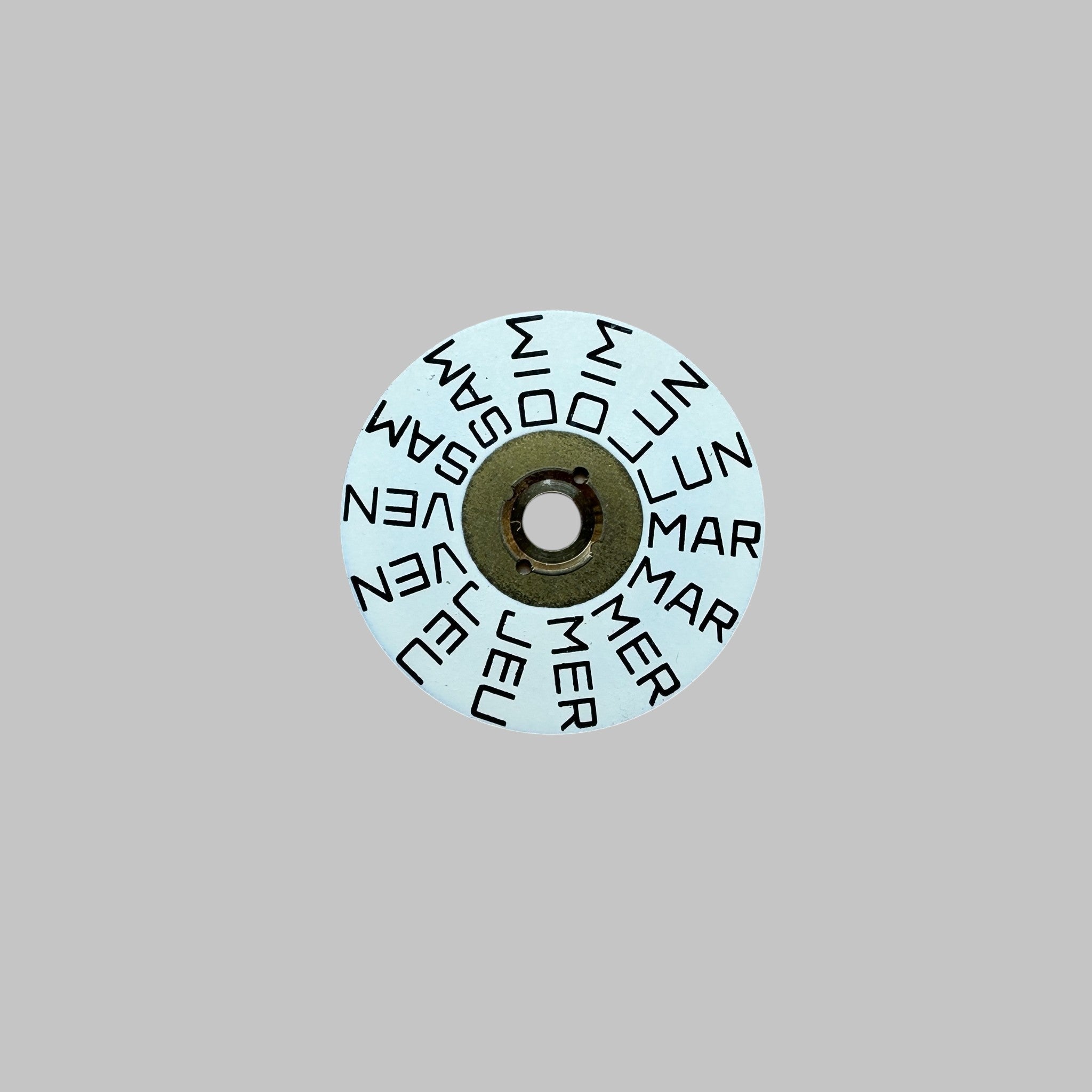 Genuine original vintage day indicator from Eta for caliber 2789 - side view