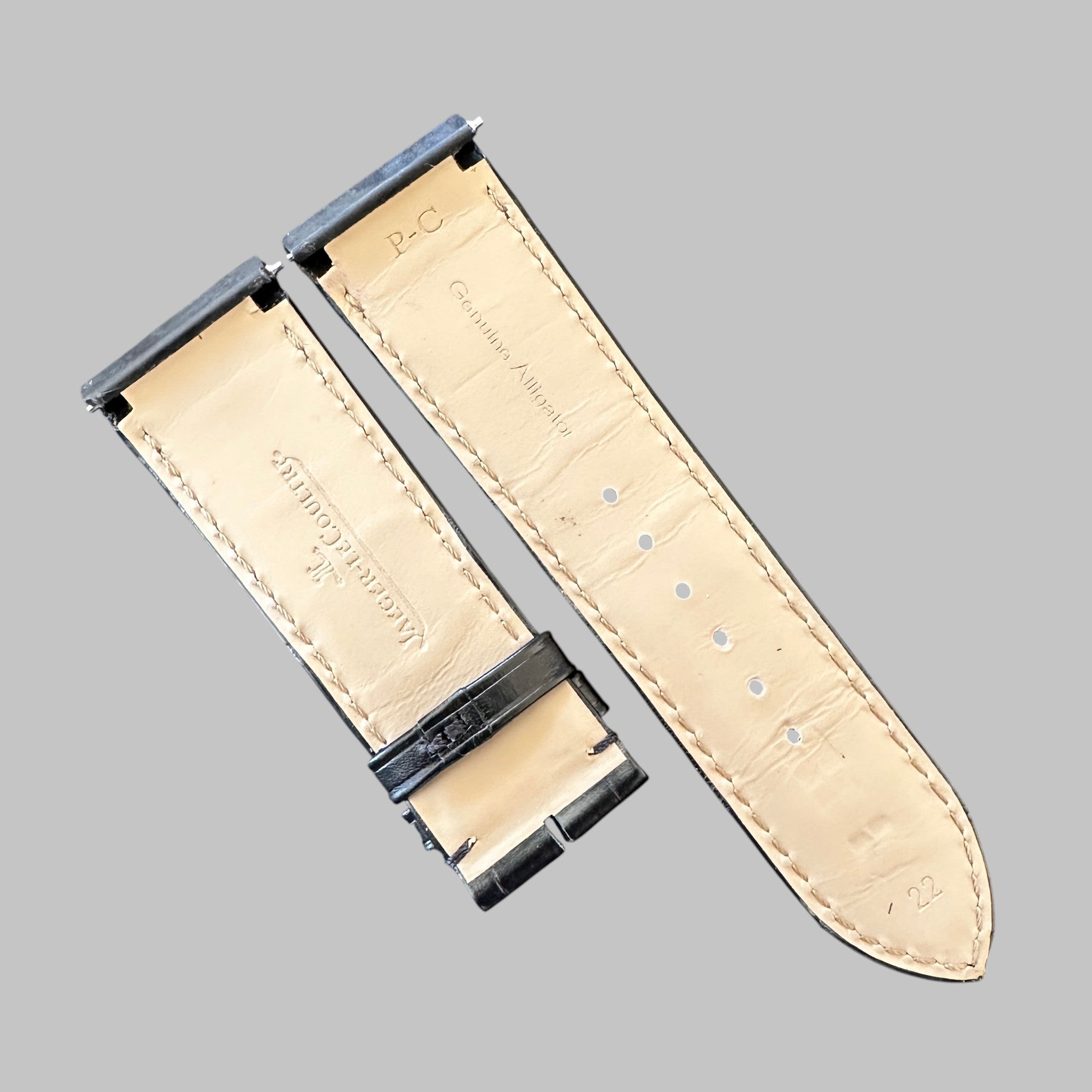 Genuine original vintage leather strap from Jaeger-LeCoultre - side view