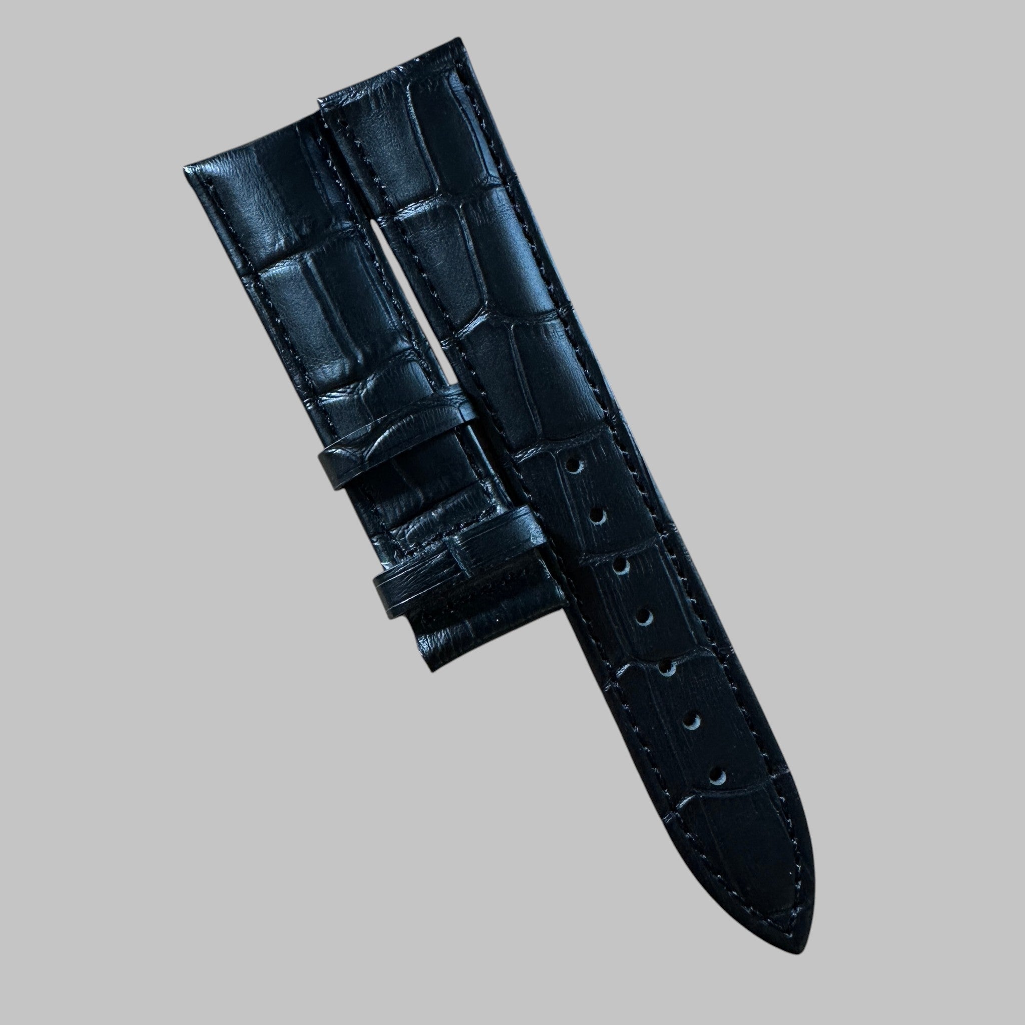 Genuine original vintage leather strap from Jaeger-LeCoultre - side view
