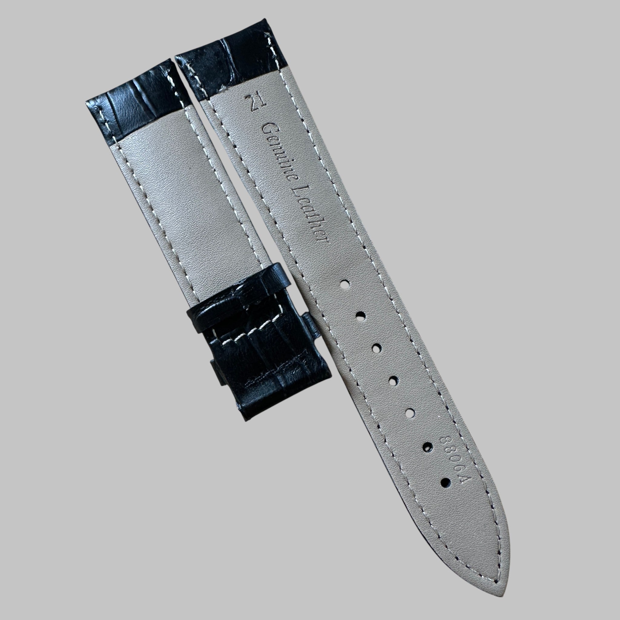 Genuine original vintage leather strap from Jaeger-LeCoultre - side view