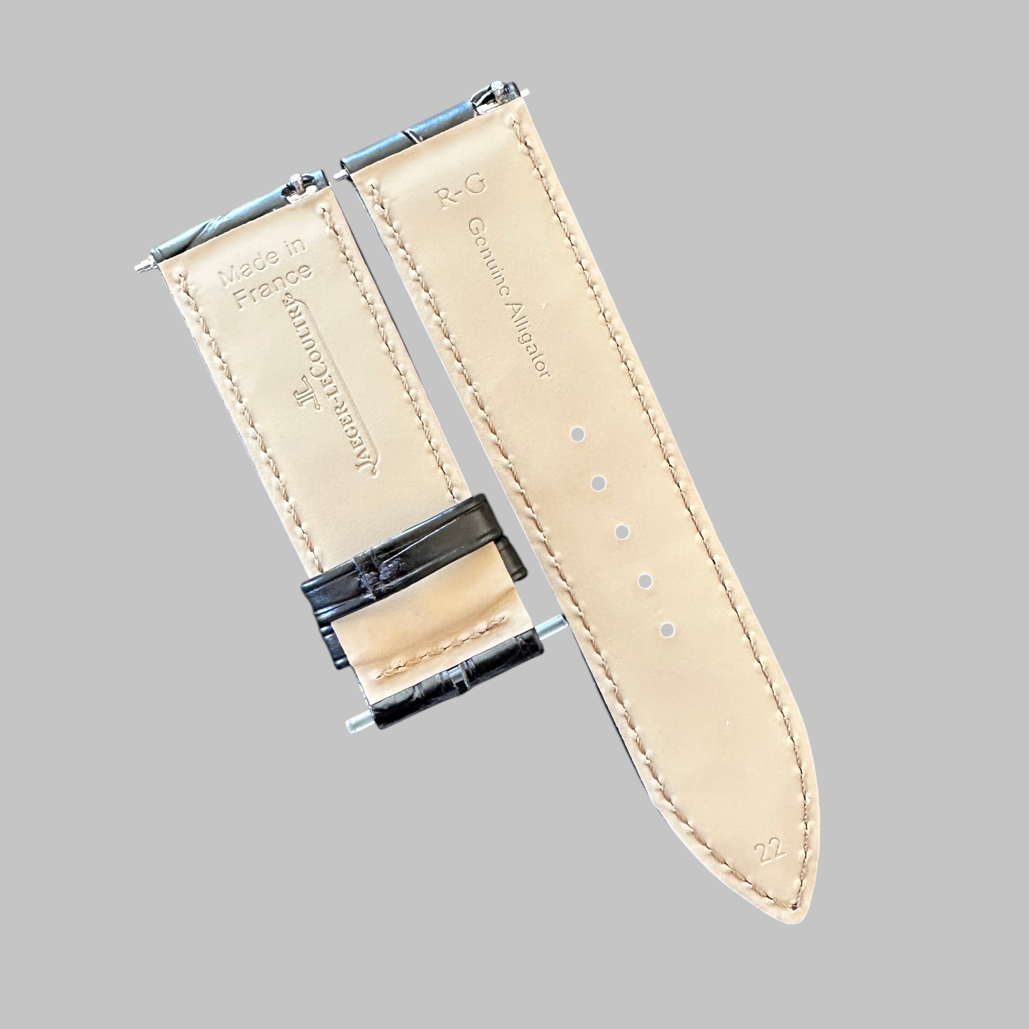 Genuine original vintage leather strap from Jaeger-LeCoultre - side view