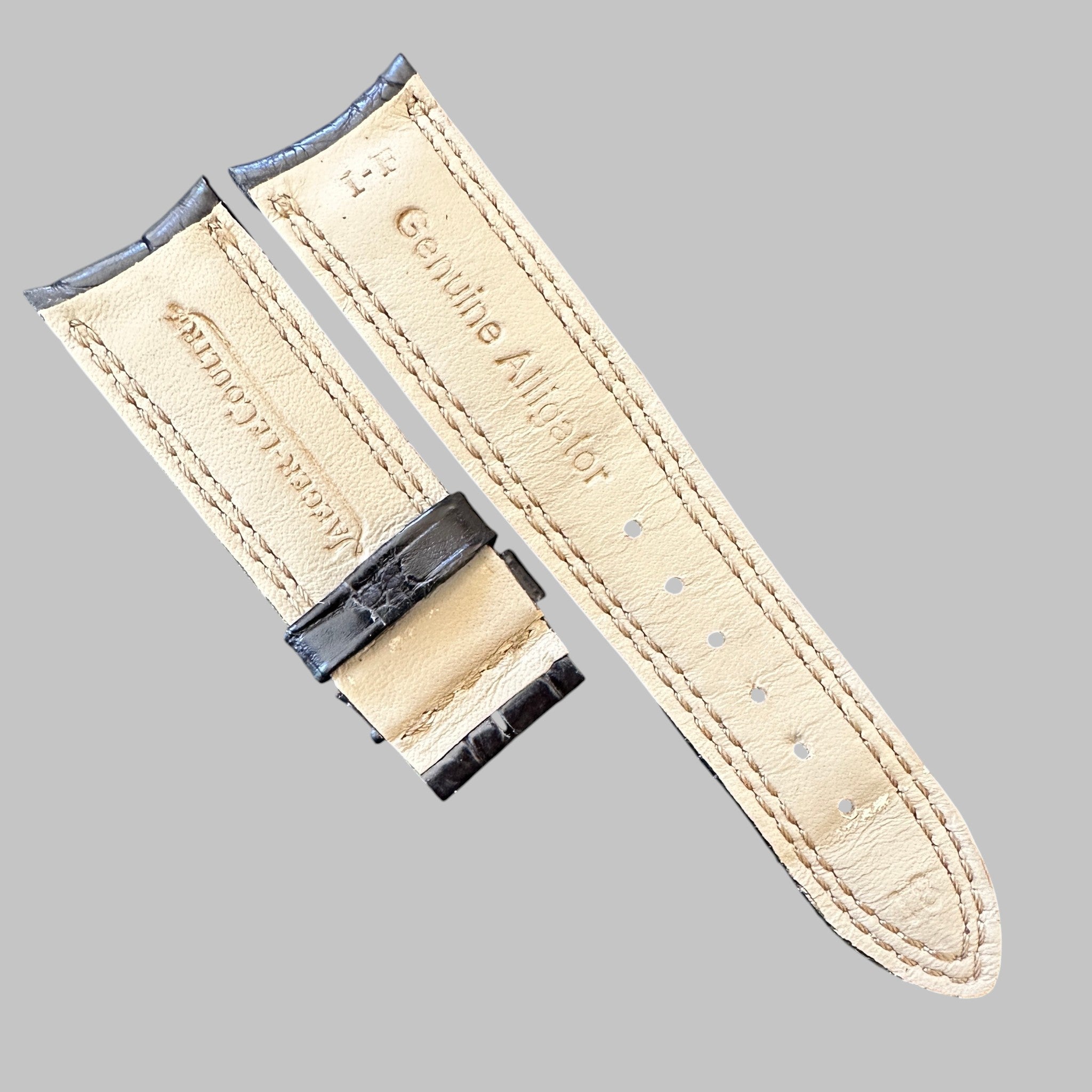 Genuine original vintage leather strap from Jaeger-LeCoultre - side view