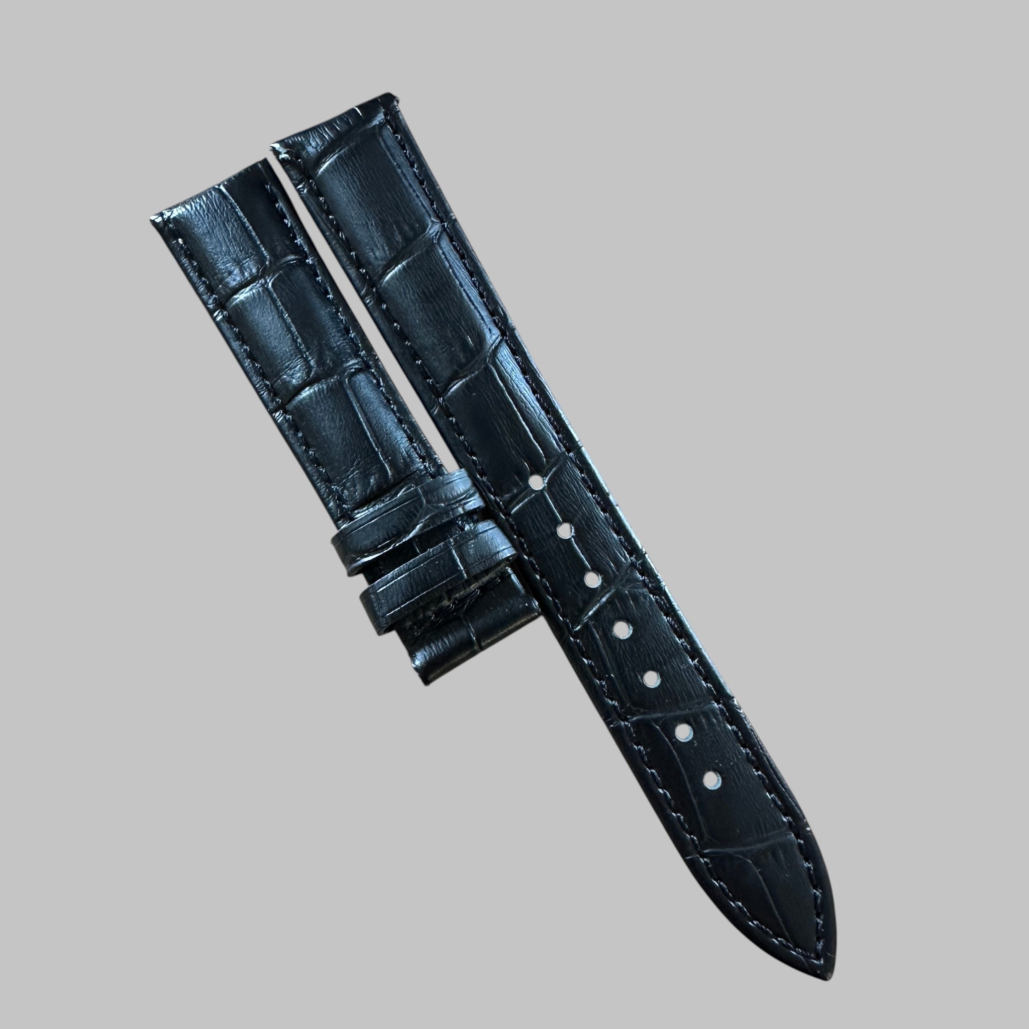 Genuine original vintage leather strap from Jaeger-LeCoultre - side view