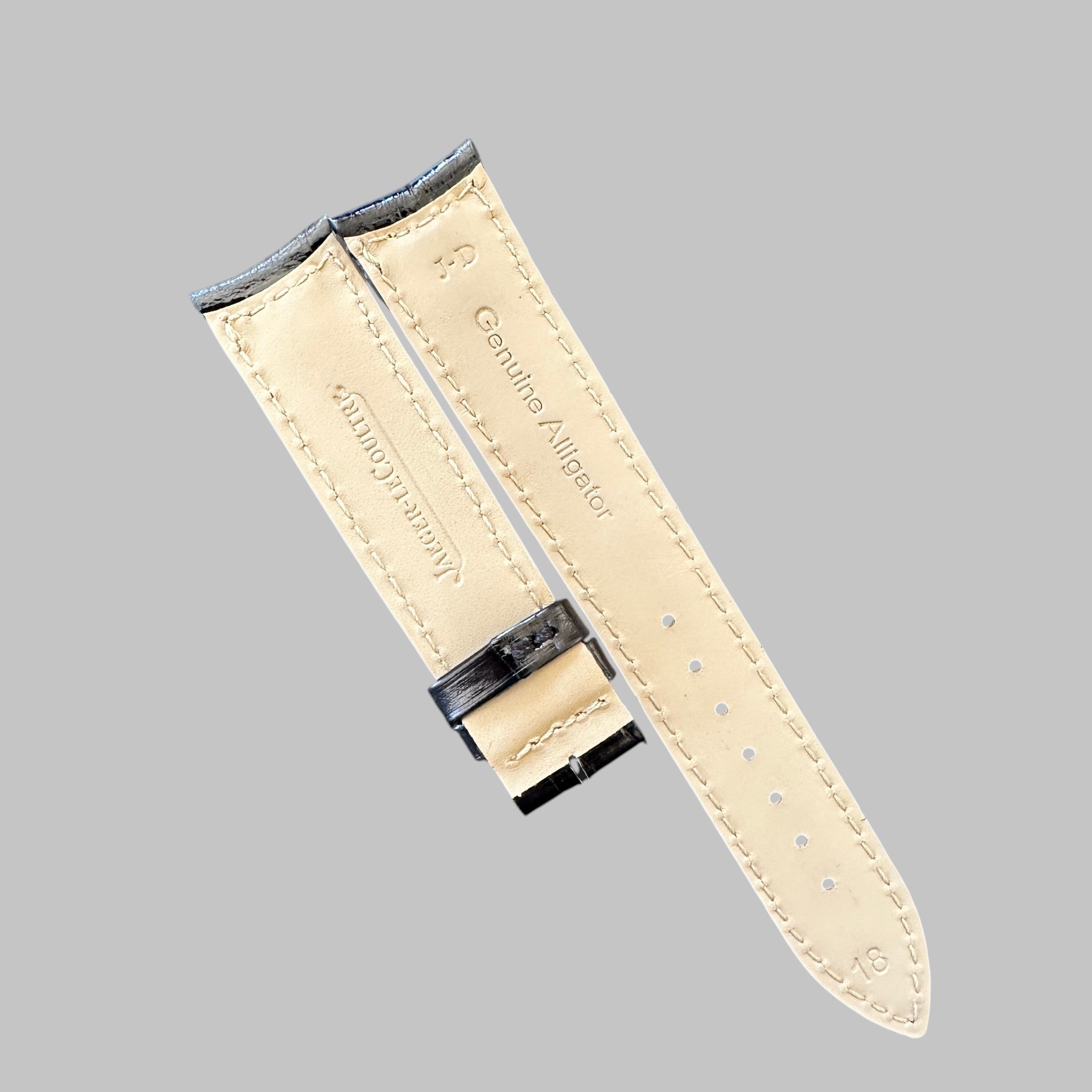Genuine original vintage leather strap from Jaeger-LeCoultre - side view