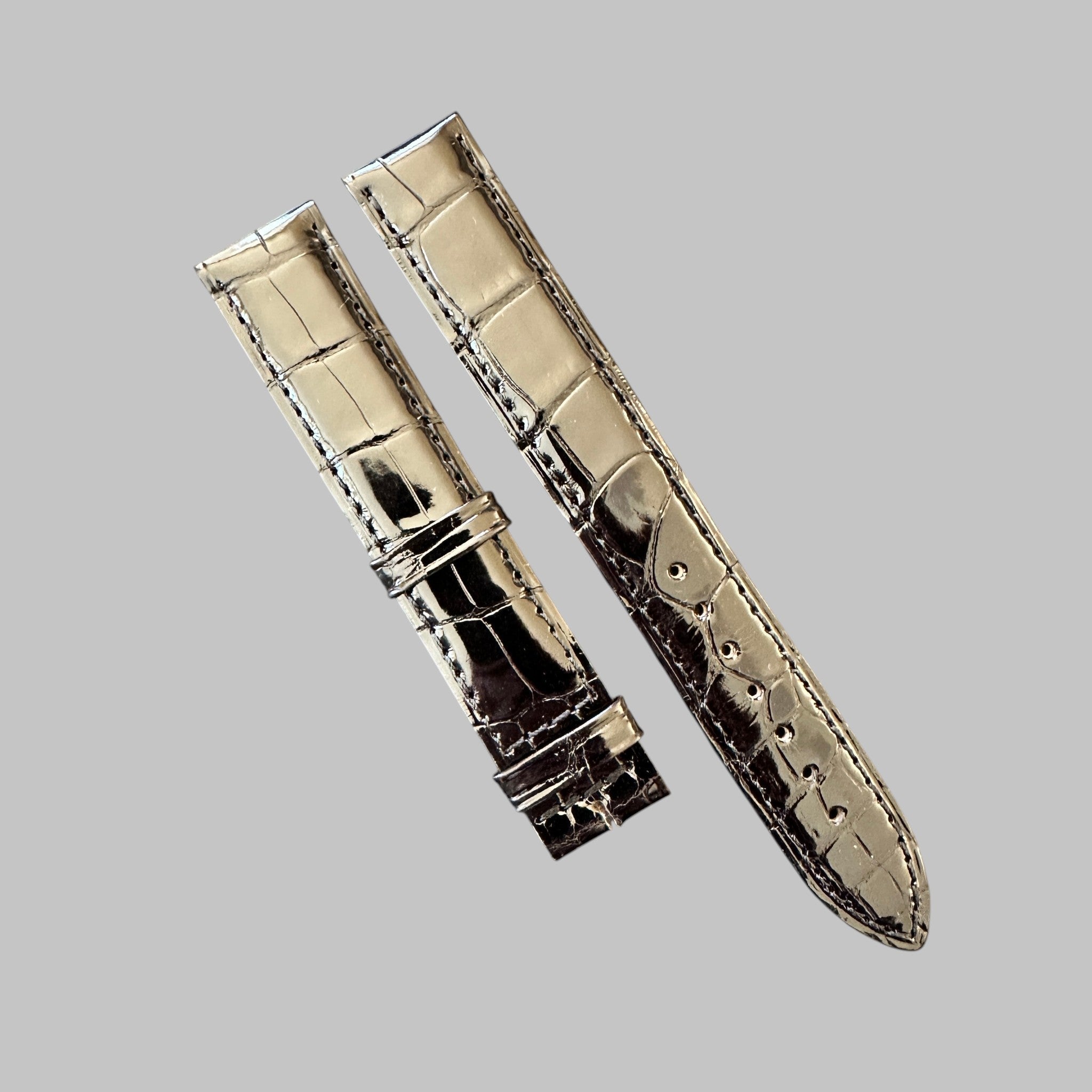 Genuine original vintage leather strap from Jaeger-LeCoultre - side view