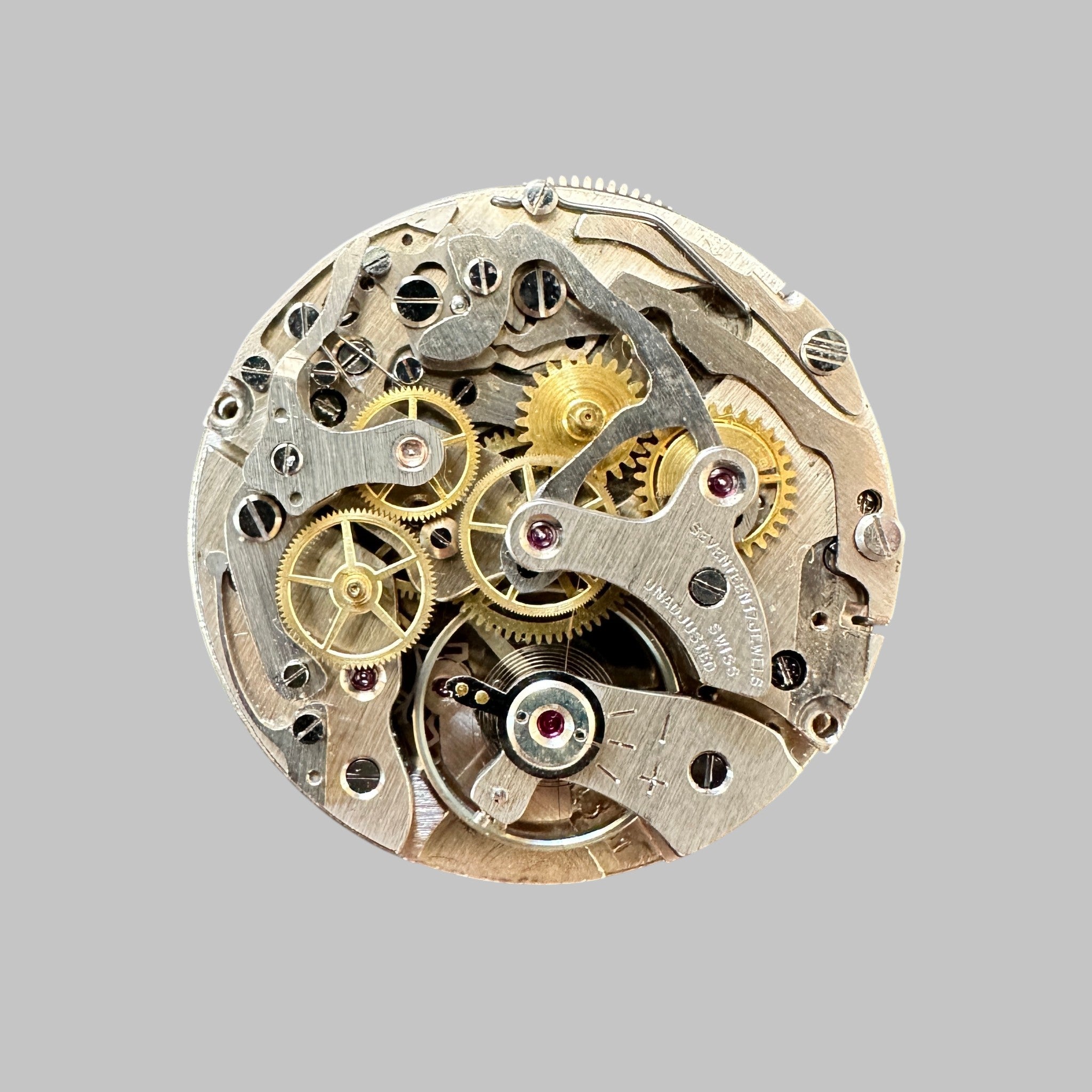 Genuine original vintage complete movement from Landeron for caliber 51 - side view